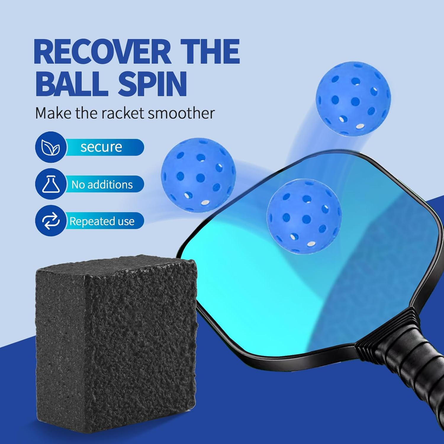 WALACT 2PCS Pickleball Paddle Eraser, Pickleball Paddle Cleaner, Quick & Effective Pickleball Accessories to Remove Ball Residue, Dirt and Scratches image number 5