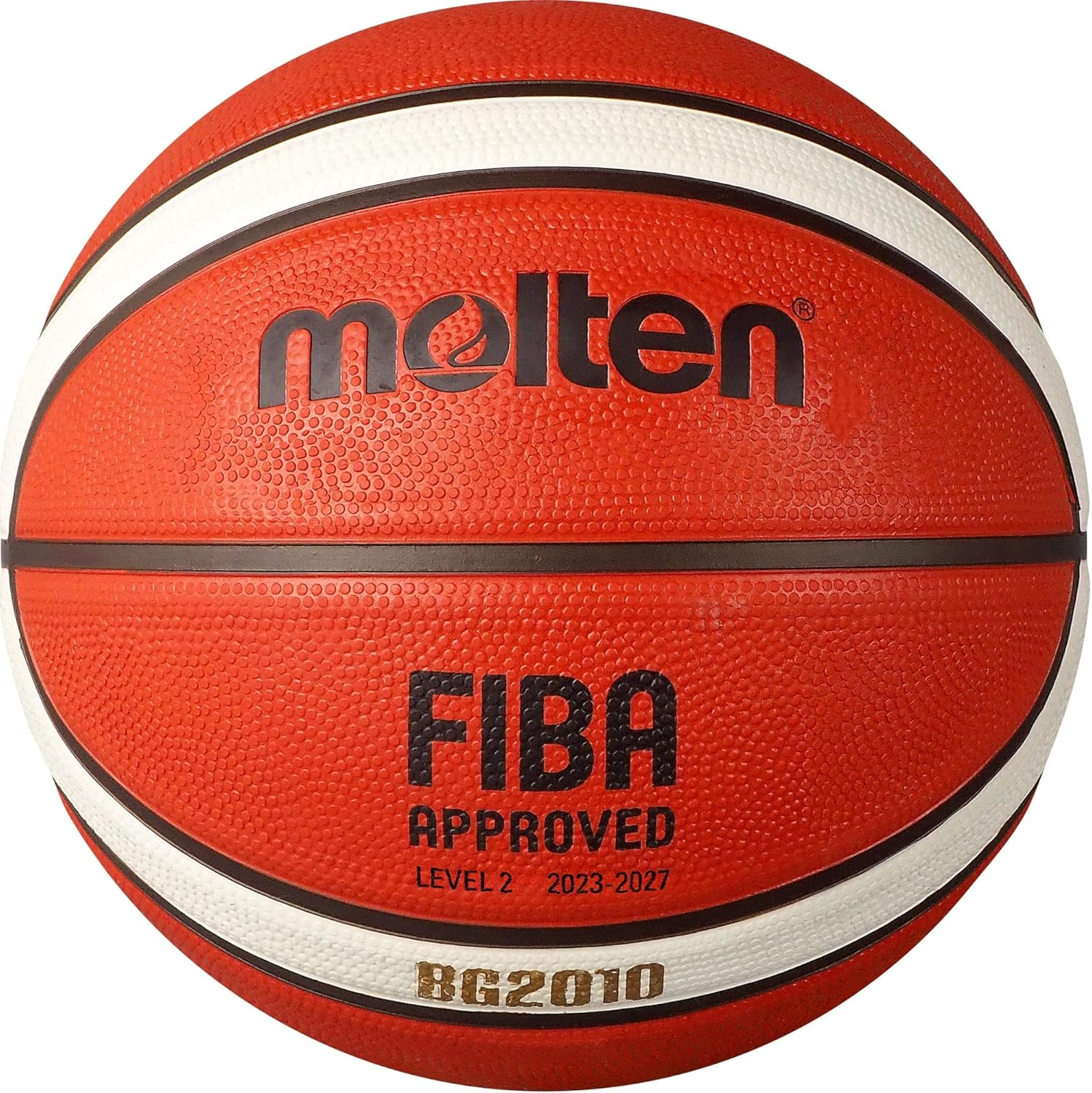 Molten BG2010 Deep Seams Premium Rubber Basketball, FIBA Approved, Indoor/Outdoor Play, Orange/Ivory image number 1