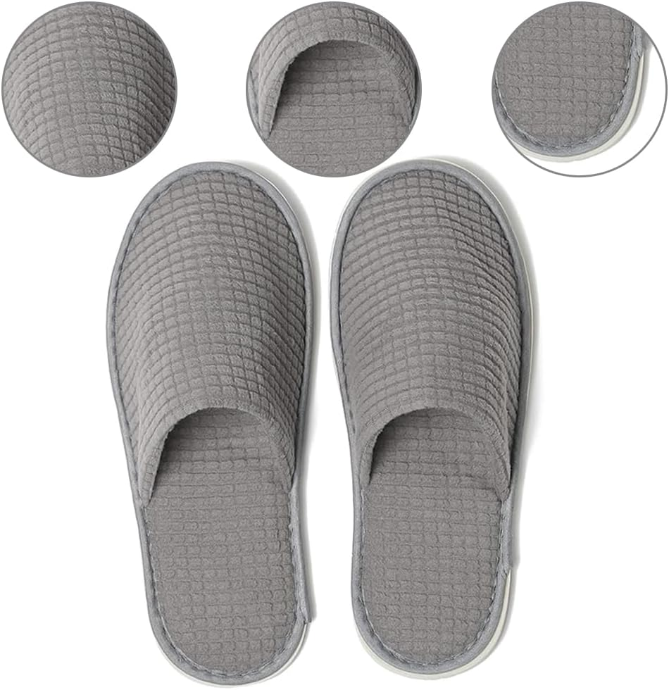 6 Pairs Spa Slippers, Washable & Reusable Closed Toe Indoor Hotel Slipper, Soft Hotel Shoes Padded Sole for Comfort- for Guests, Hotel, Travel,Wedding image number 5