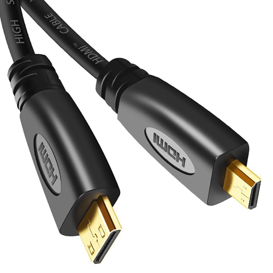Hexchuang Micro HDMI to Mini HDMI Cable for Camera to Portable Monitor, High Speed Mini HDMI Type C Male to Micro HDMI Type D Male Cord 1080P (0.3M) image number 3