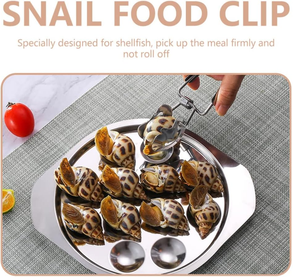 HANABASS Multitools 4 Pack Stainless Steel Snail Tongs, Buffet Tongs, Escargot Snail Clip for Kitchen Cooking Restaurant (6.3 X 2 Inch, Silver) Grill Utensils Set image number 5