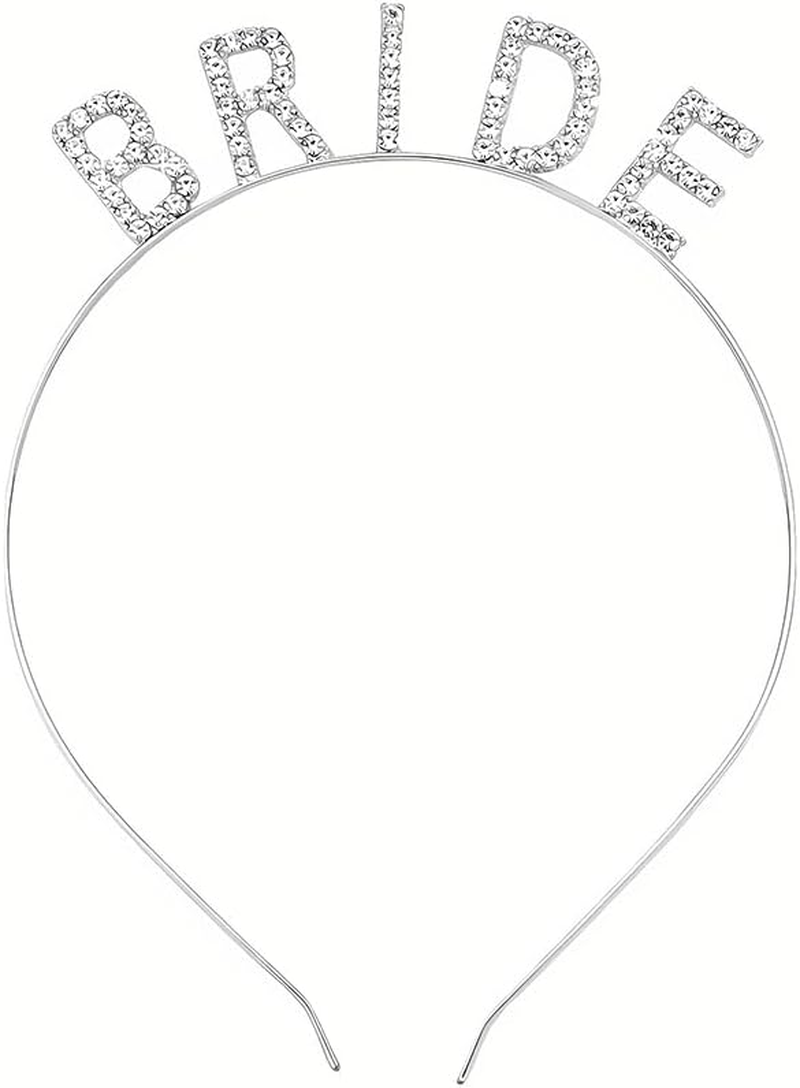 Silver Rhinestone Bride Headband Bachelorette Party Accessories for Bride to Be Gifts to Her Bridal Shower Gifts for Brides Headpiece for Wedding Hair Band to Brides