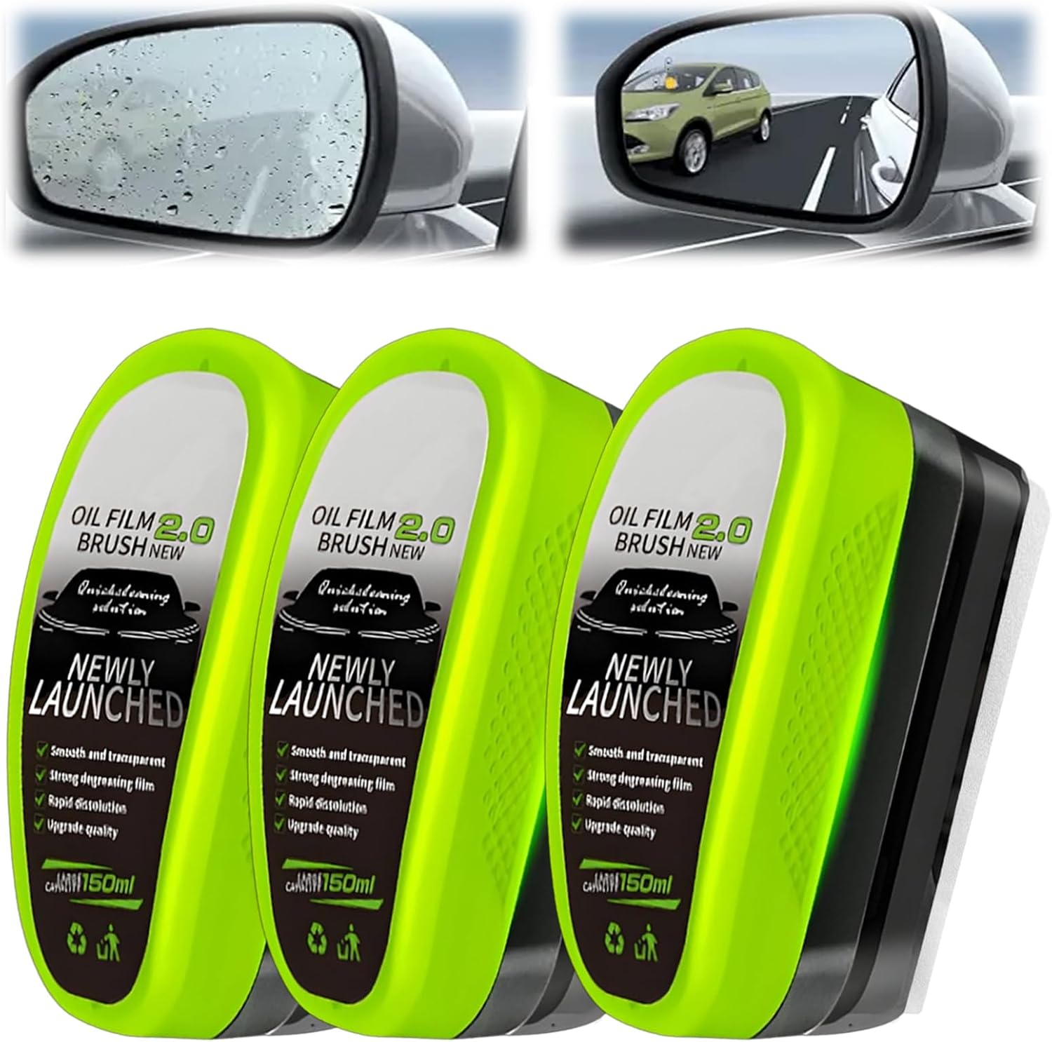 Clear Vision Windscreen Cleaner, 3 Pack Car Glass Cleaner for Clear Vision, Oil Film Removal Tool for Rainy Day Driving and Daily Maintenance image number 1