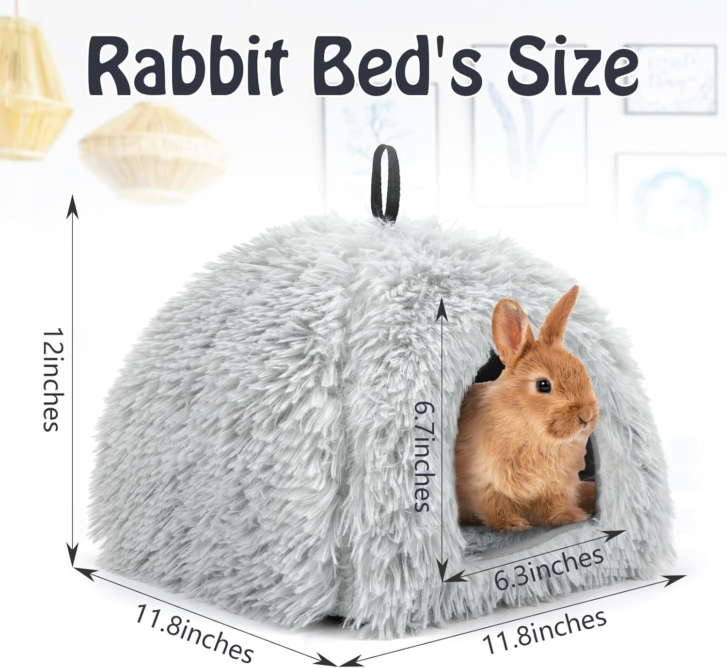 YUEPET Rabbit Bed Warm House and Hideout, Calming Grey Bunny Cave Bed for Rabbit Ferrets Guinea Pigs Hamsters and Other Small Animals（Grey） image number 3