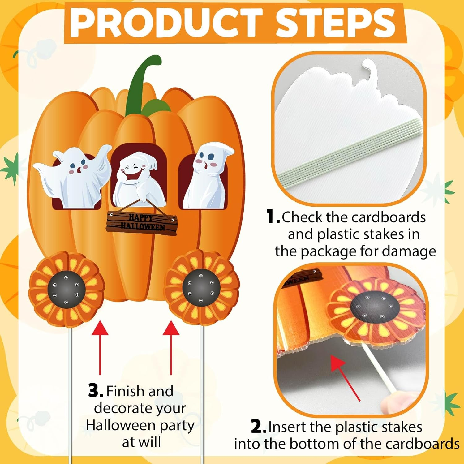 Halloween Thanksgiving Decorations Outdoor Yard Signs 4PCS Halloween Yard Stakes Witch Skeleton Mummy Pumpkin Train Halloween Fall Lawn Sign Corrugated Plastic Happy Fall Harvest Decorations Outside