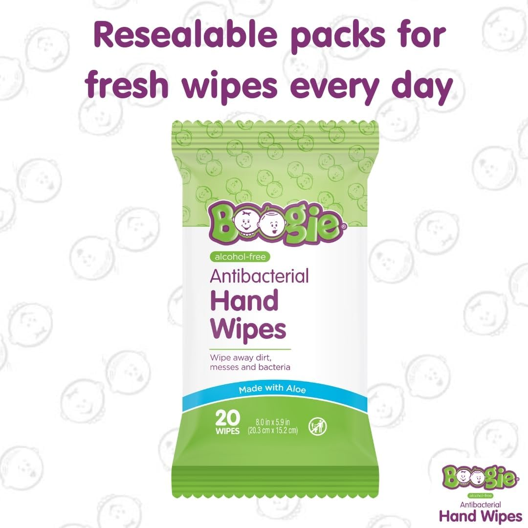 Hand Sanitizer Wipes by Boogie Wipes, Alcohol-Free, Hypoallergenic and Moisturizing Aloe, Boogie Hand Wipes for Adults and Kids, 5 Packs of 20&hellip; image number 5