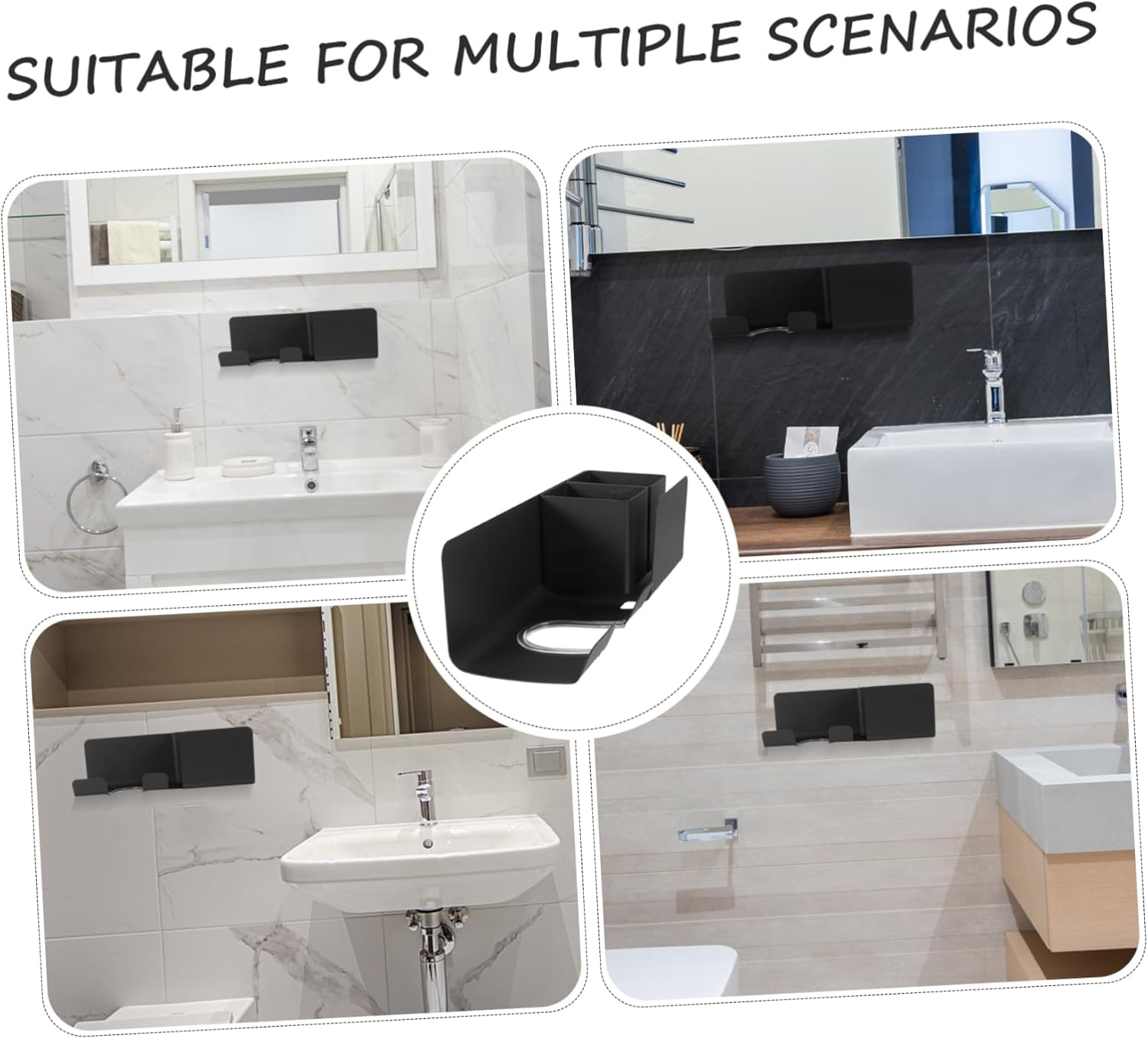 FOYTOKI Hair Dryer Holder Wall Mounted Bathroom Storage Rack for Hair Dryers Accessories Space Saving Organizer for Comb Clips More Durable Practical Design image number 4