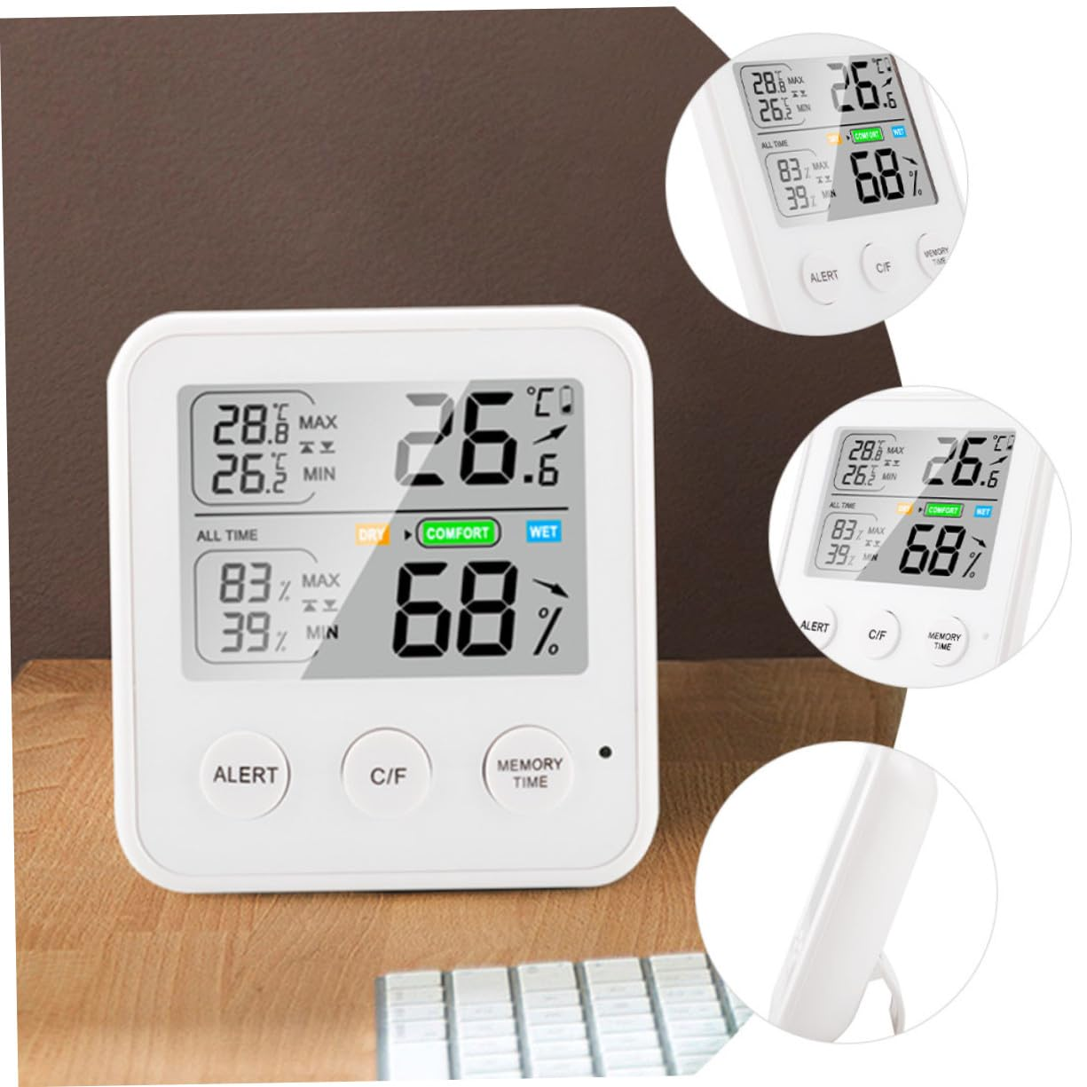 Outanaya High-Precision Digital Temperature Humidity Gauge Multifunction Indoor Thermometer Hygrometer with LCD Display for Home Office Greenhouse Laboratory Use image number 3