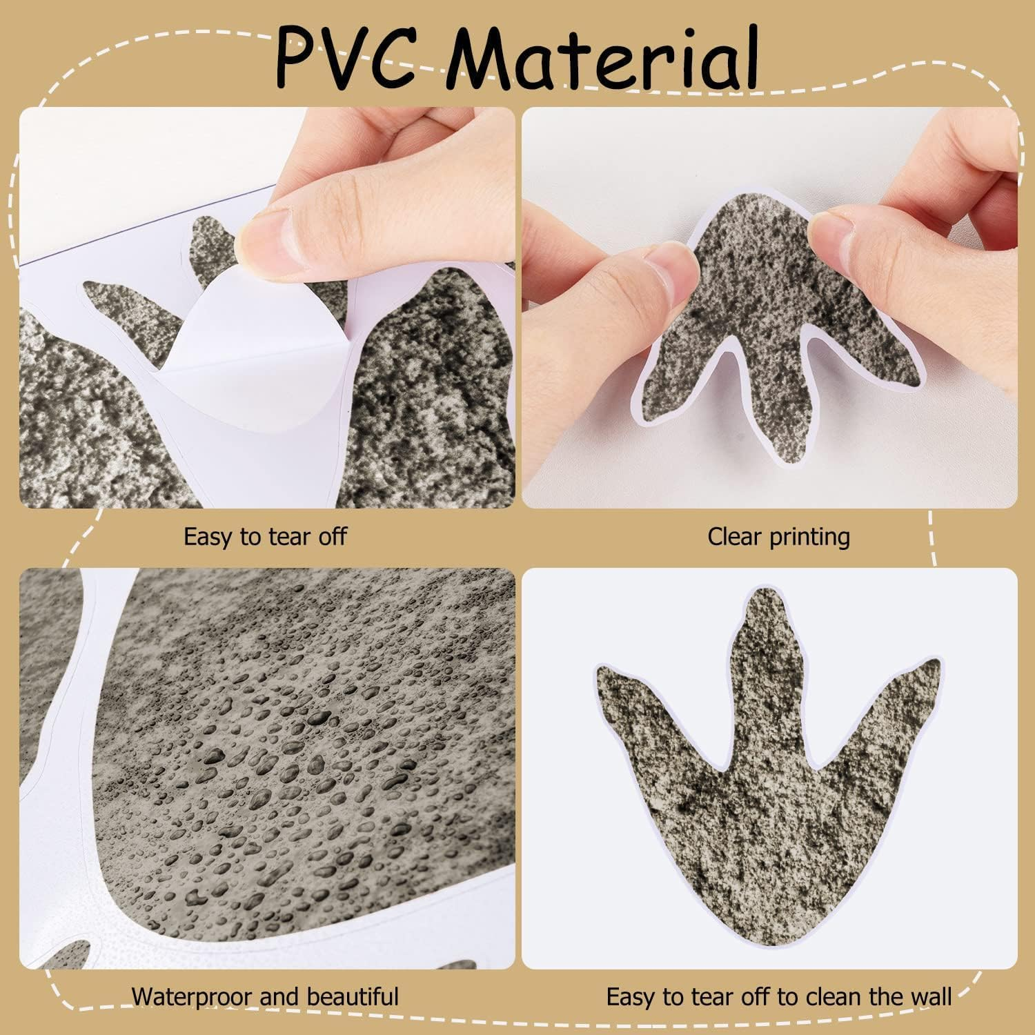 90 Pcs Dinosaur Footprints for Floor Dinosaur Decor, Realistic Footprints Wall Decals for Kids Classroom Party Decoration School Playroom Baby Nursery Bedroom Home（3 Sizes image number 1