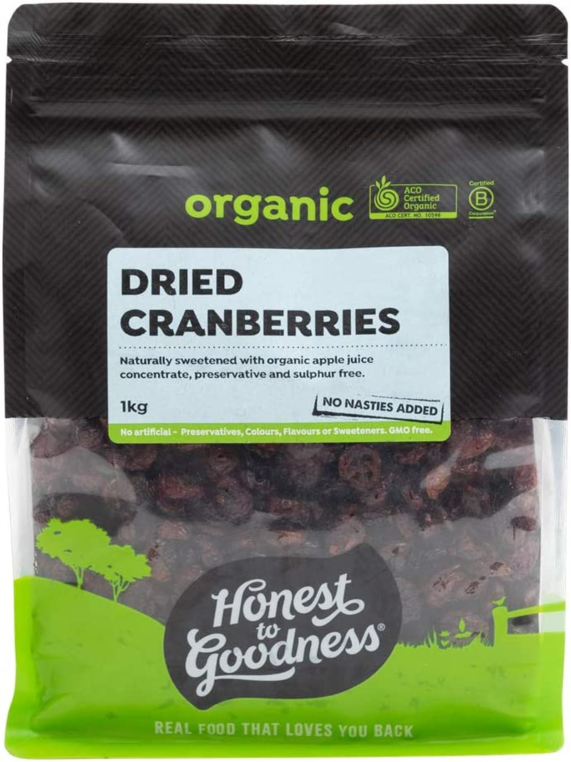 Honest to Goodness, Organic Dried Cranberries, 1 Kg - Naturally Sun-Dried and Infused with a Touch of Organic Apple Juice, Naturally Sweet and Slightly Tart. image number 4