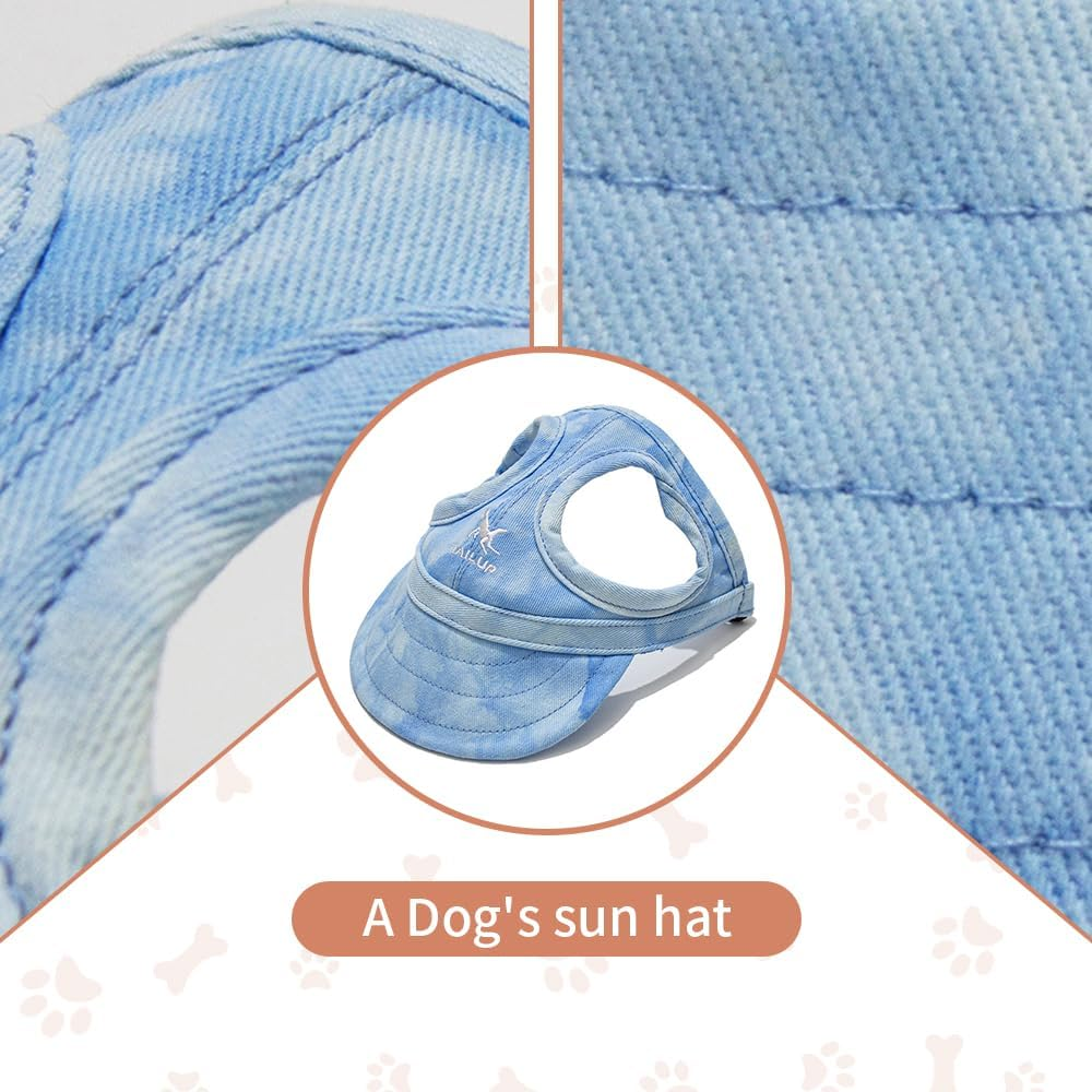 Auiepet Outdoor Sun Protection Hat for Dogs, Canvas Dog Sun Hat with Ear Holes and Adjustable Neck Strap (Black, S) image number 3