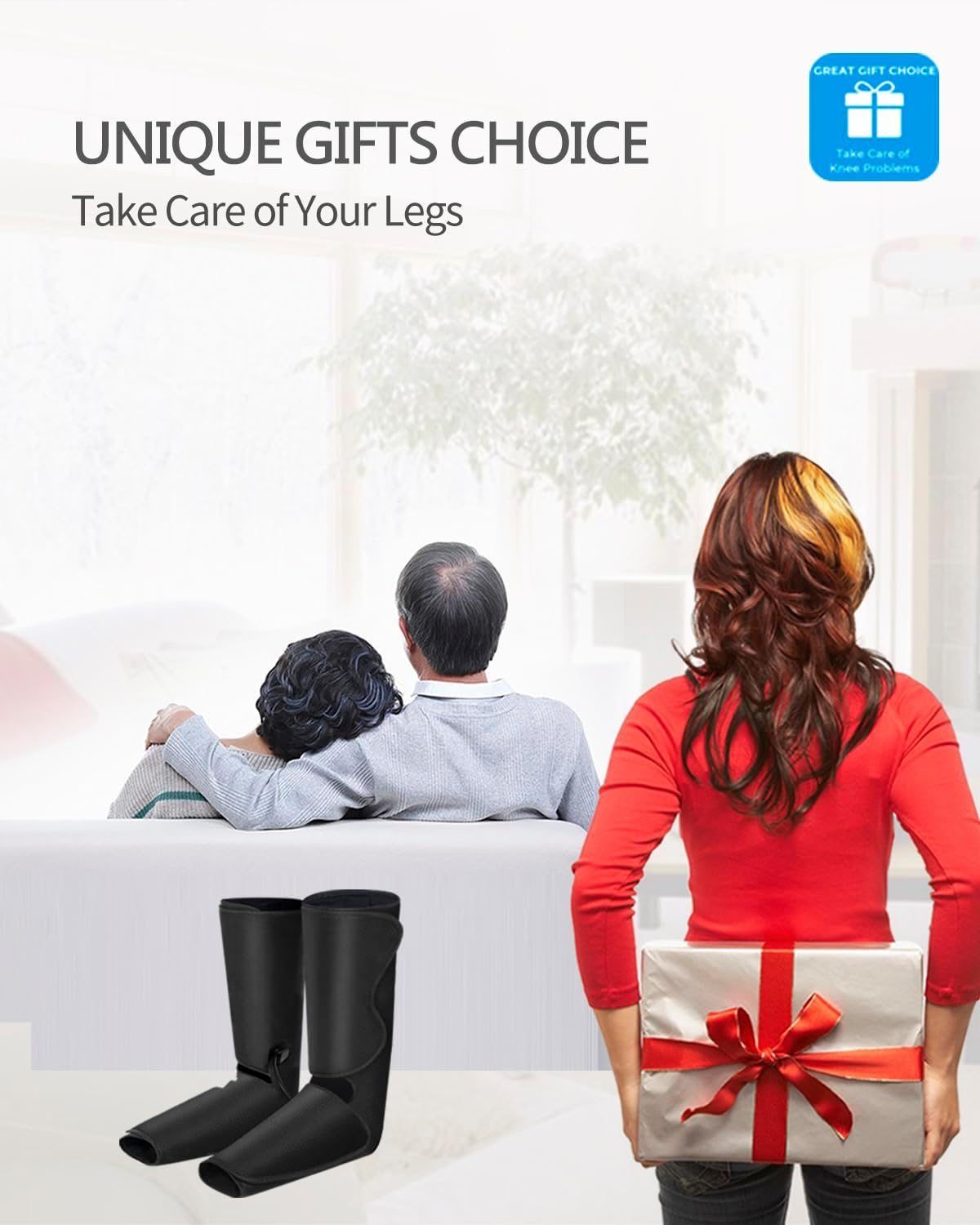 AERLANG Leg Massager.Leg Compression Massager for Circulation,3 Modes and 3 Intensities of Leg Massager with Heat and Air Compression for Tired and Tense Legs,Gifts for Him. image number 3