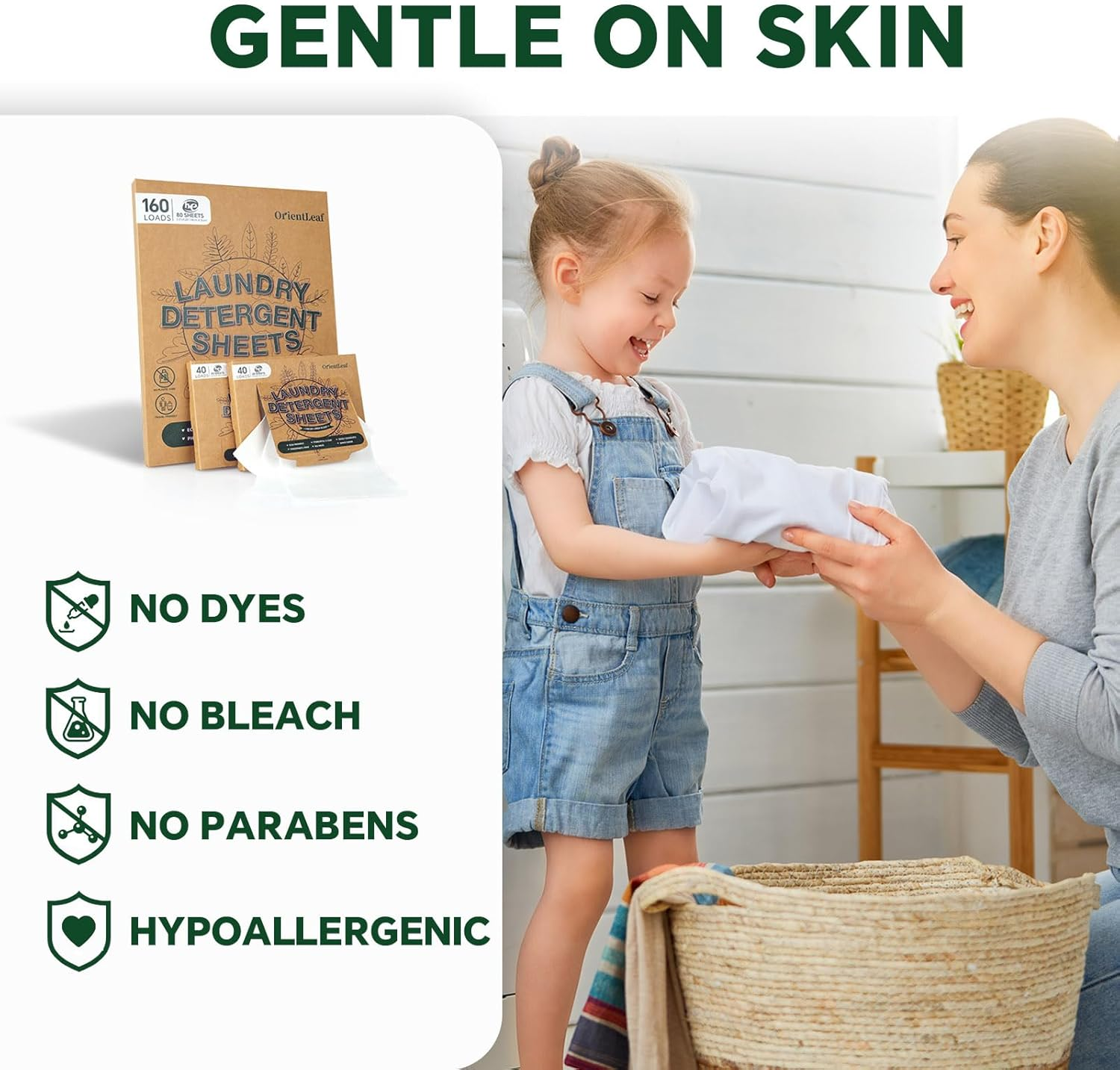 Laundry Detergent Sheets Fresh Scent, Eco-Friendly, Powerful Cleaning, up to 160 Loads (80 Sheets), Hypoallergenic Laundry Soap Sheets for Travel and Home Washing