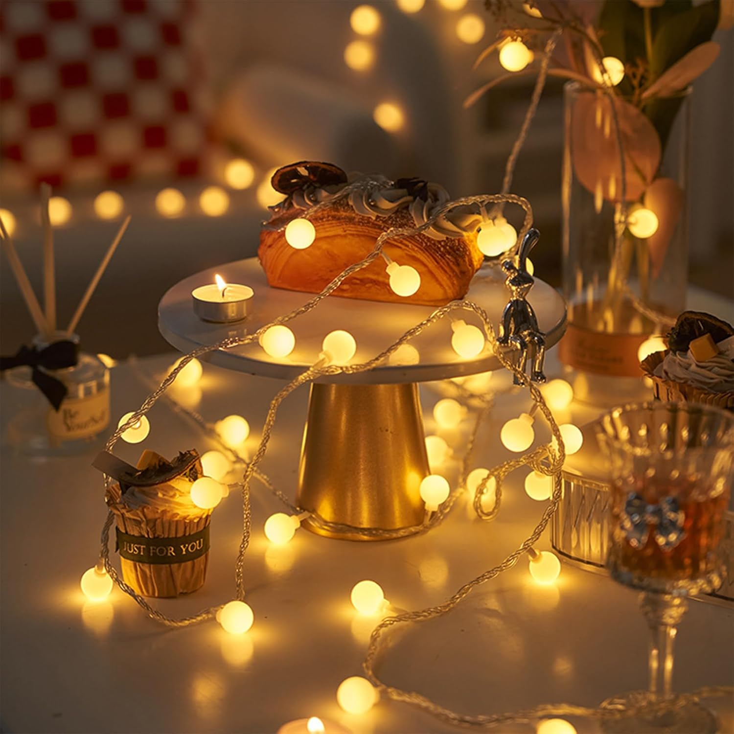 LED Fairy Lights, Warm White, USB Powered, Globe Balls Design, Decorative Lighting for Indoor, Party, Wedding, Christmas (Warm White, 10 M, 80 LED) image number 4