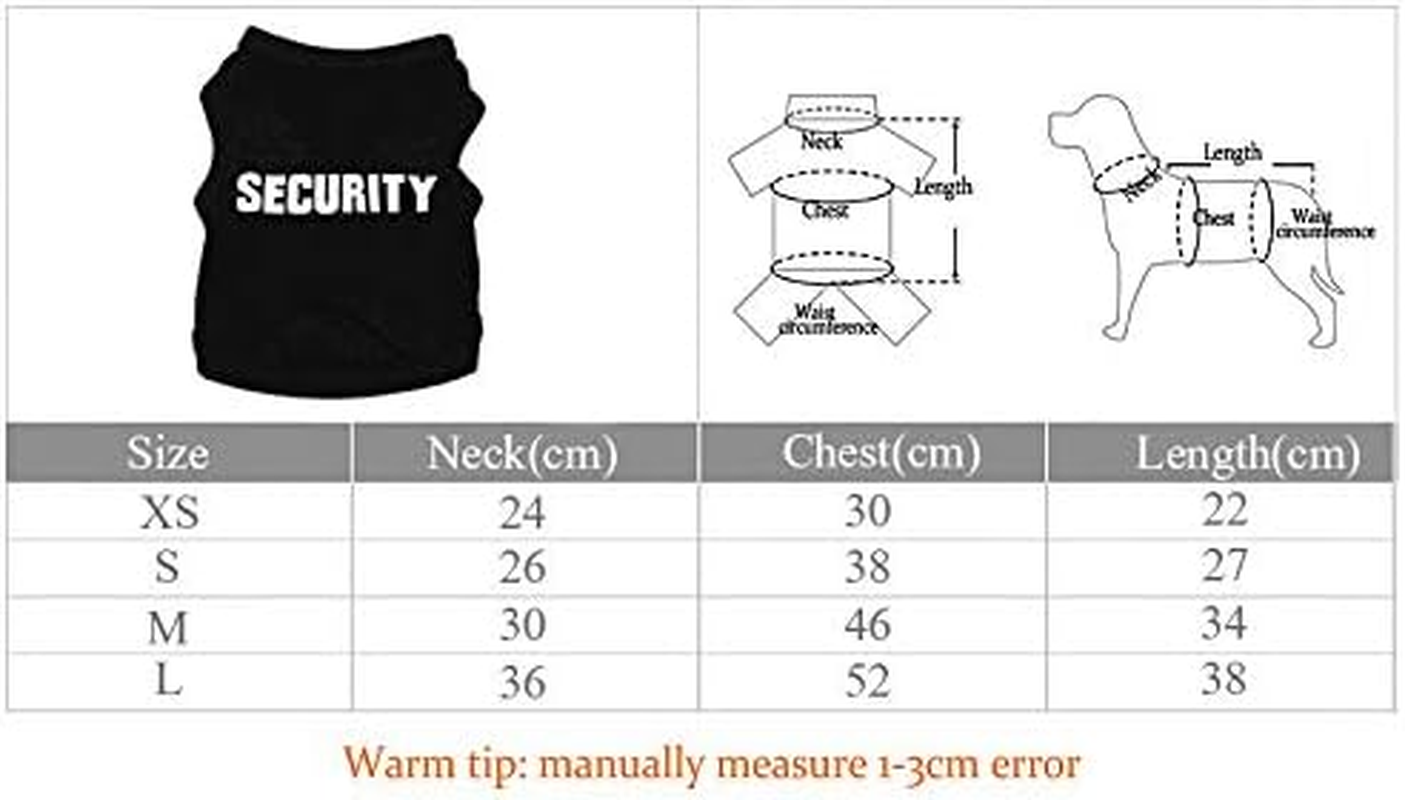 2Pack Security Costume Cotton Dog Shirt for Small Boy Pet Clothes Boss/Security Puppy Black Vest T-Shirts Cat Top Tee Breathable Stretchy image number 3