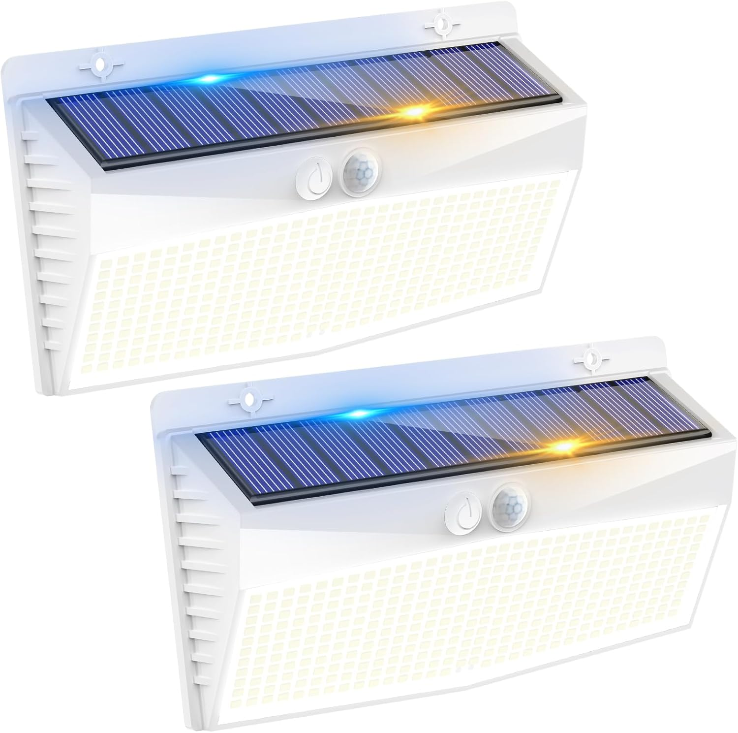 Peasur Pack of 2 368 LED Solar Lights for Outdoor Use with Motion Sensor, Solar Lights Lamp Outdoor, 3 Modes, IP65 Waterproof Solar Wall Light for Garden, Garage, Deck, Warm White
