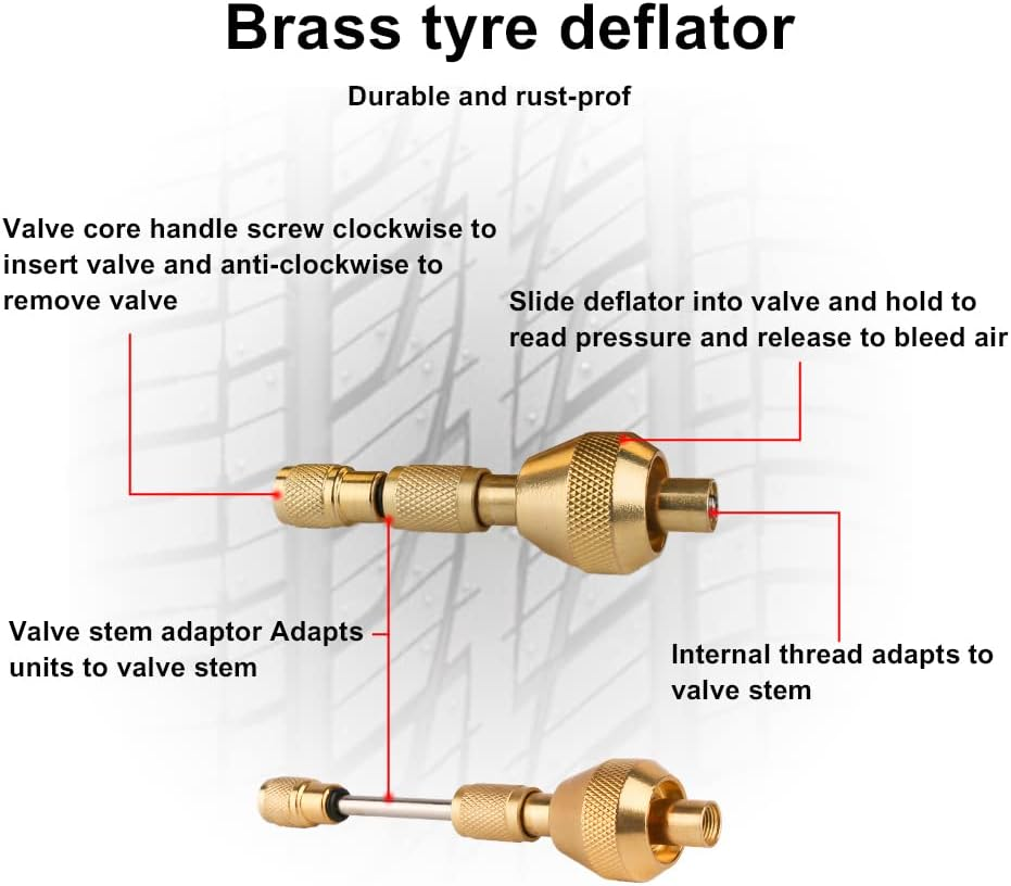 Tyre Pressure Gauge 4Wd Tyre Deflator Kit 0-75PSI 4X4 Air Deflators with Pressure Gauge Valve Tool for Automotive, Motorcycle, Bicycle, Truck, ATV, UTV