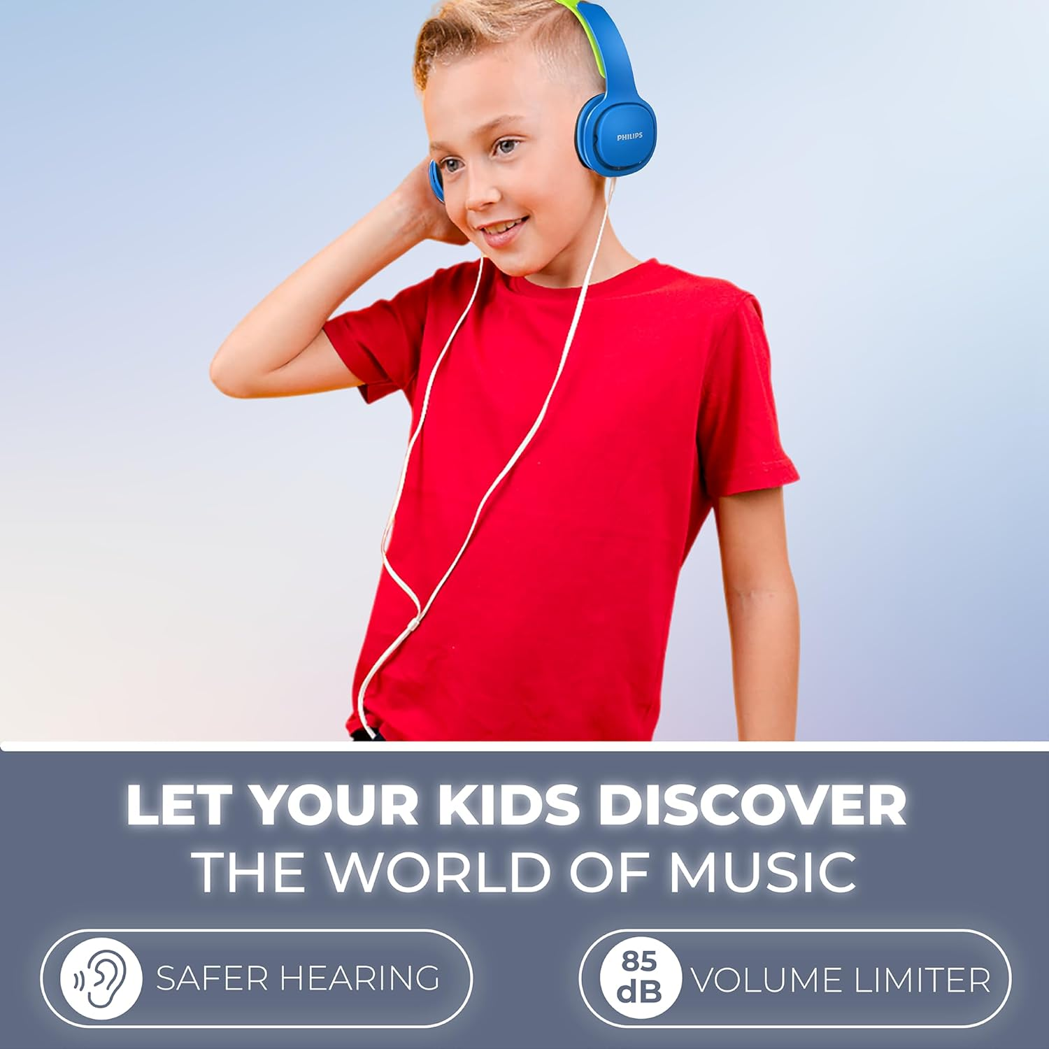 Philips SHK2000BL/00 Light Headphones with Volume Control Blue image number 5