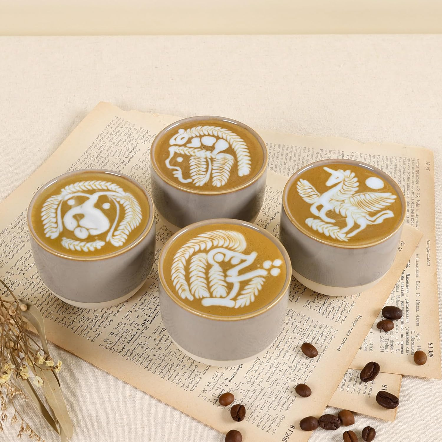 ZEBERBO Ceramic Espresso Cups Set of 4, 5Oz Espresso Coffee Mugs, Special Glazed Demitasse Cups Expresso Coffee Cup for Espresso Machine image number 3