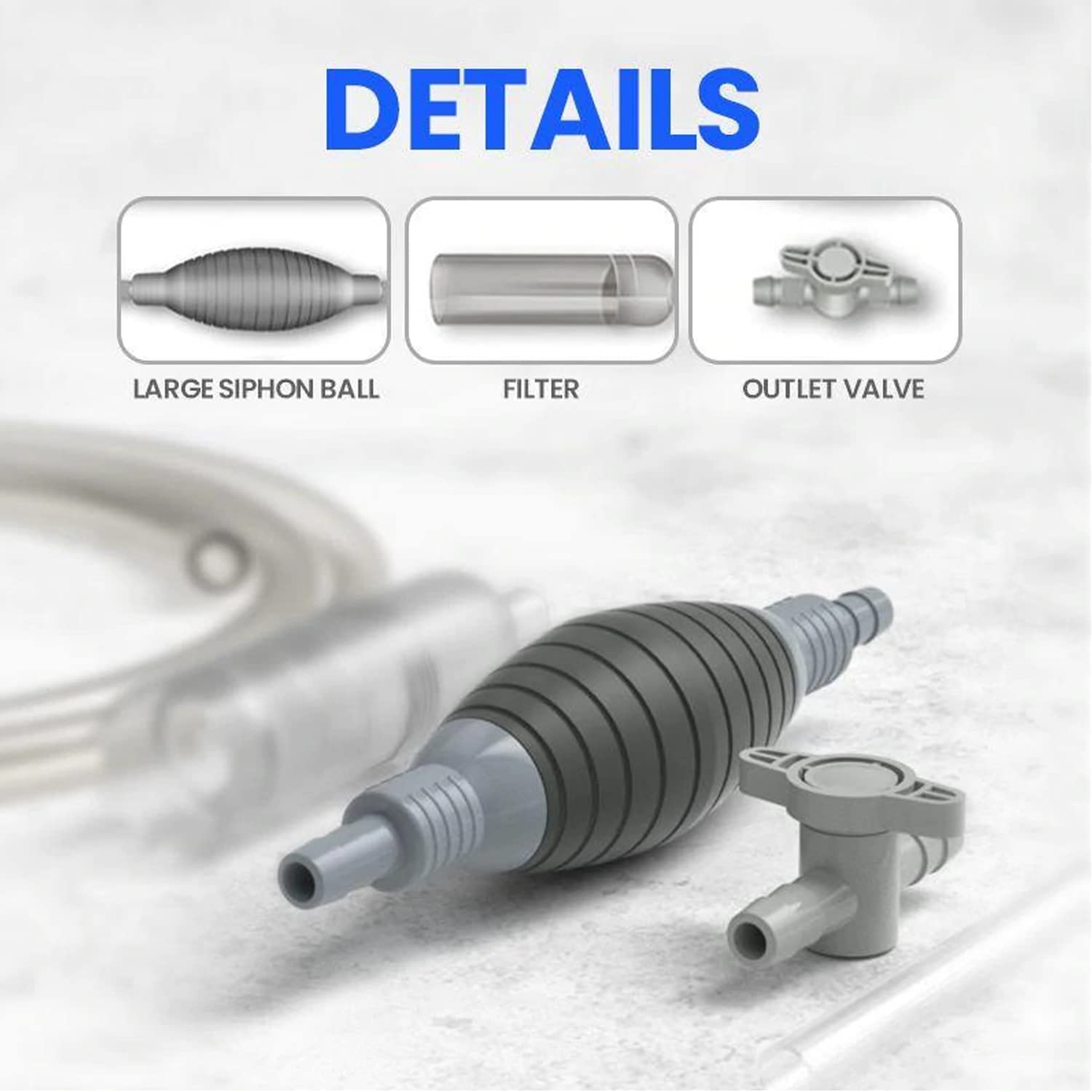 8.5FT Aquarium Water Changer Gravel Vacuum for Fish Tank Cleaning Tools with Clip, Siphon Universal Quick Pump Aquarium Water Changing image number 3