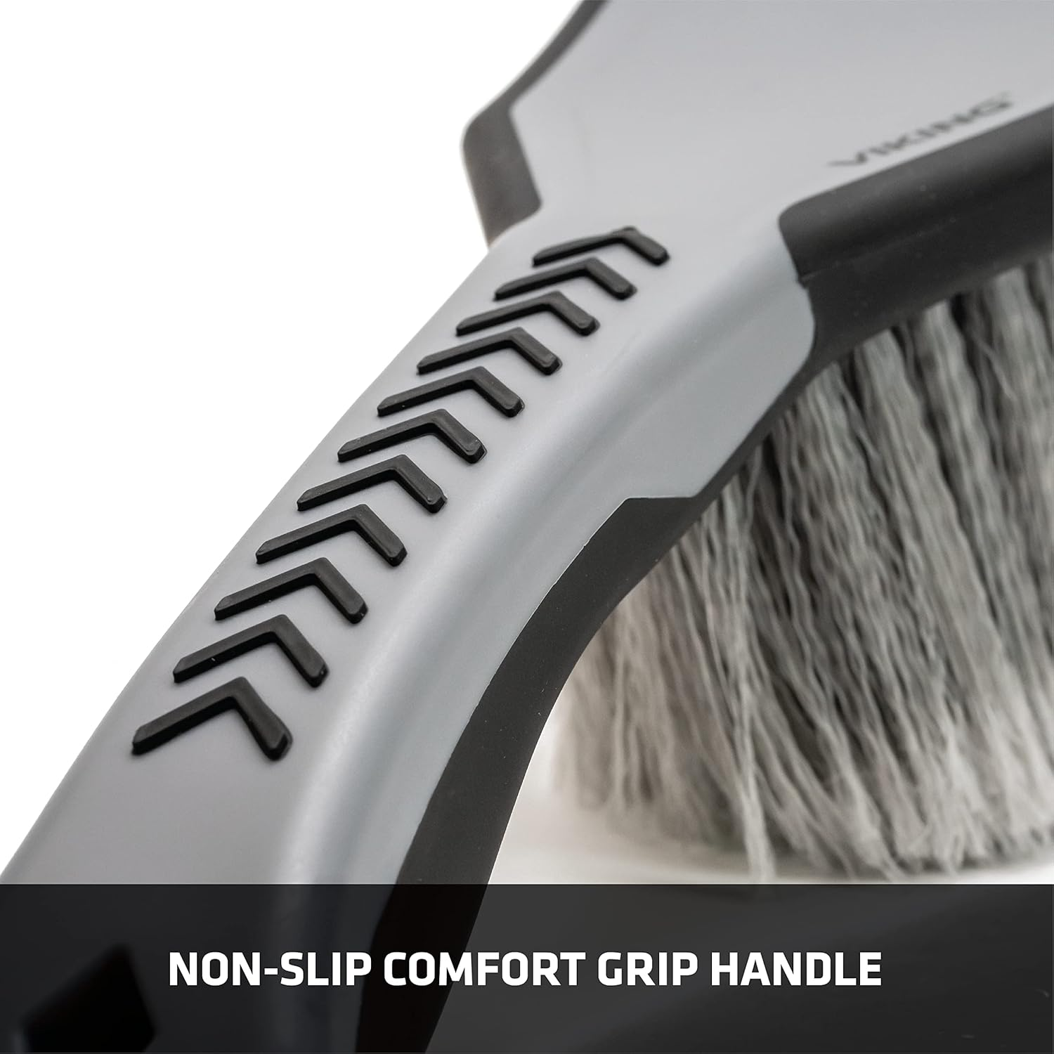 VIKING Car Wash Brush, Wheel and Fender Brush, Short Handle Tire Cleaner for Car Detailing, 10.3 Inch, Grey/Black image number 4