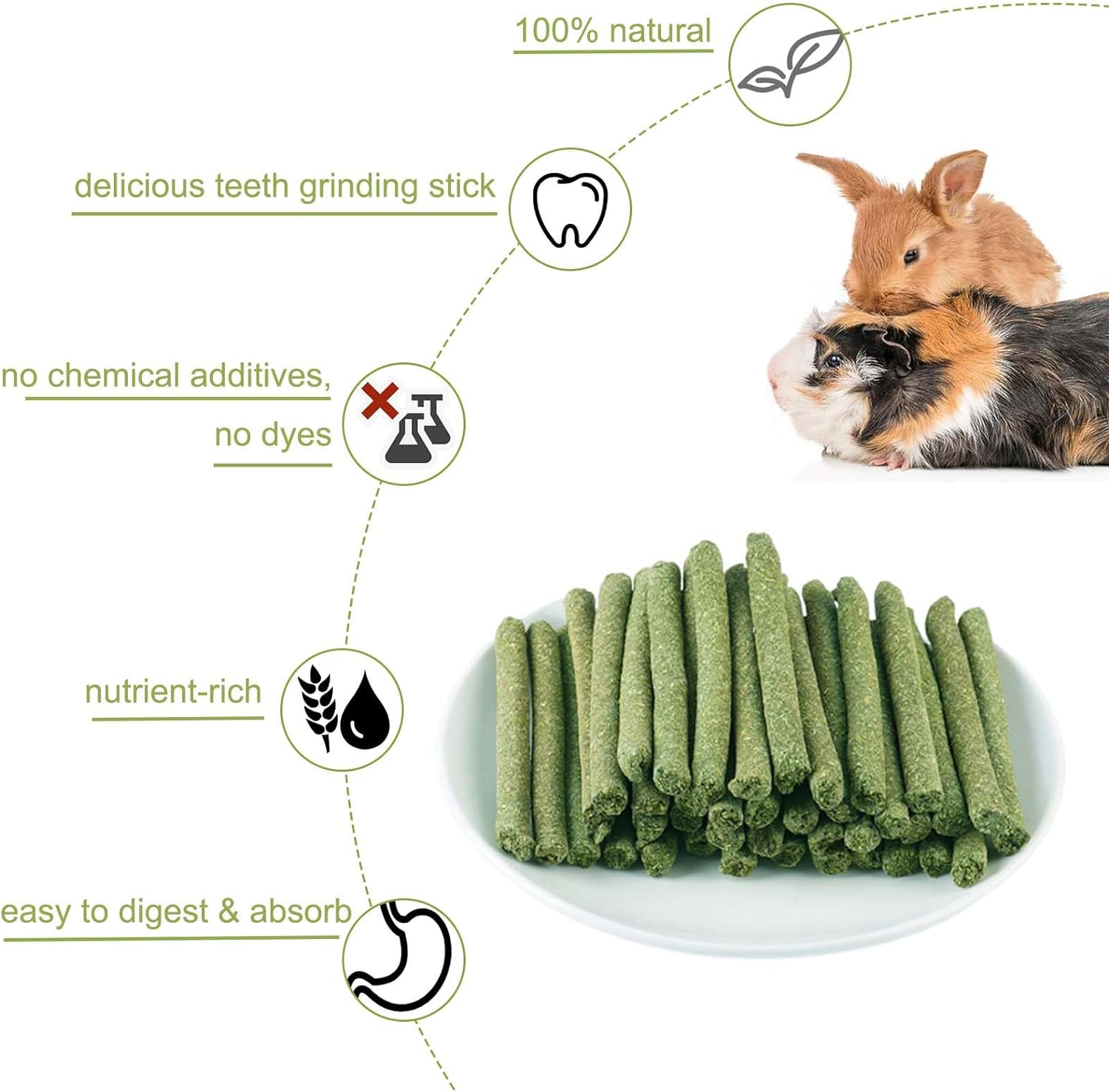 20PCS Rabbit Toys Bunny Chews Timothy Hay Stick,Bunny Toys for Rabbits, Hamster Guinea Pig Small Animal Chew Toys,Pet Chew Toy Treats for Chinchilla Guinea Pigs Rabbits Squirrel Hamster Bunny image number 4