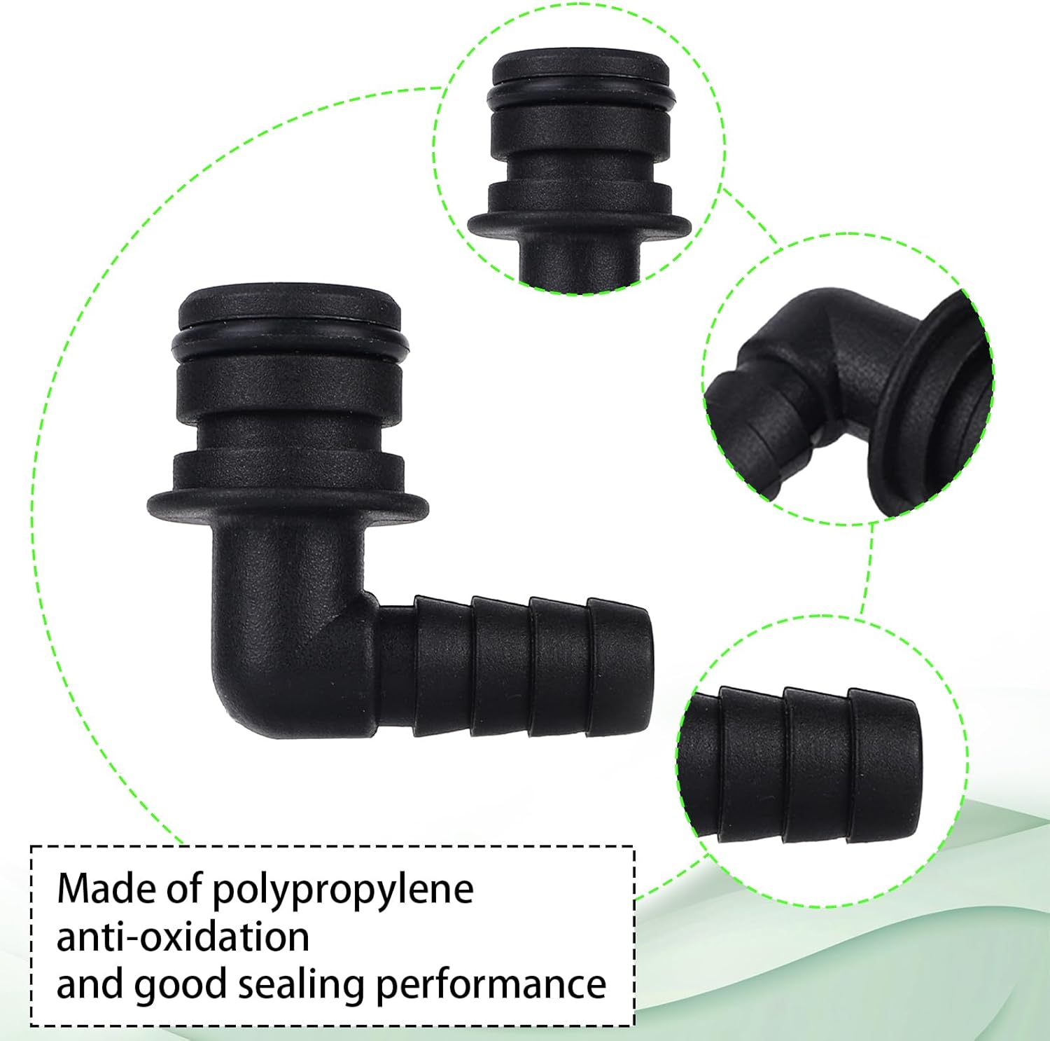 6 Pcs 20381-024 Quad Port Fittings, 3/8" Hose Barb NPT 90 Degree Elbow Quad Port Hose Connector Fittings for Garden & Lawn Water System Pumps Compatible with Flojet Pump, 3/4" OD image number 3