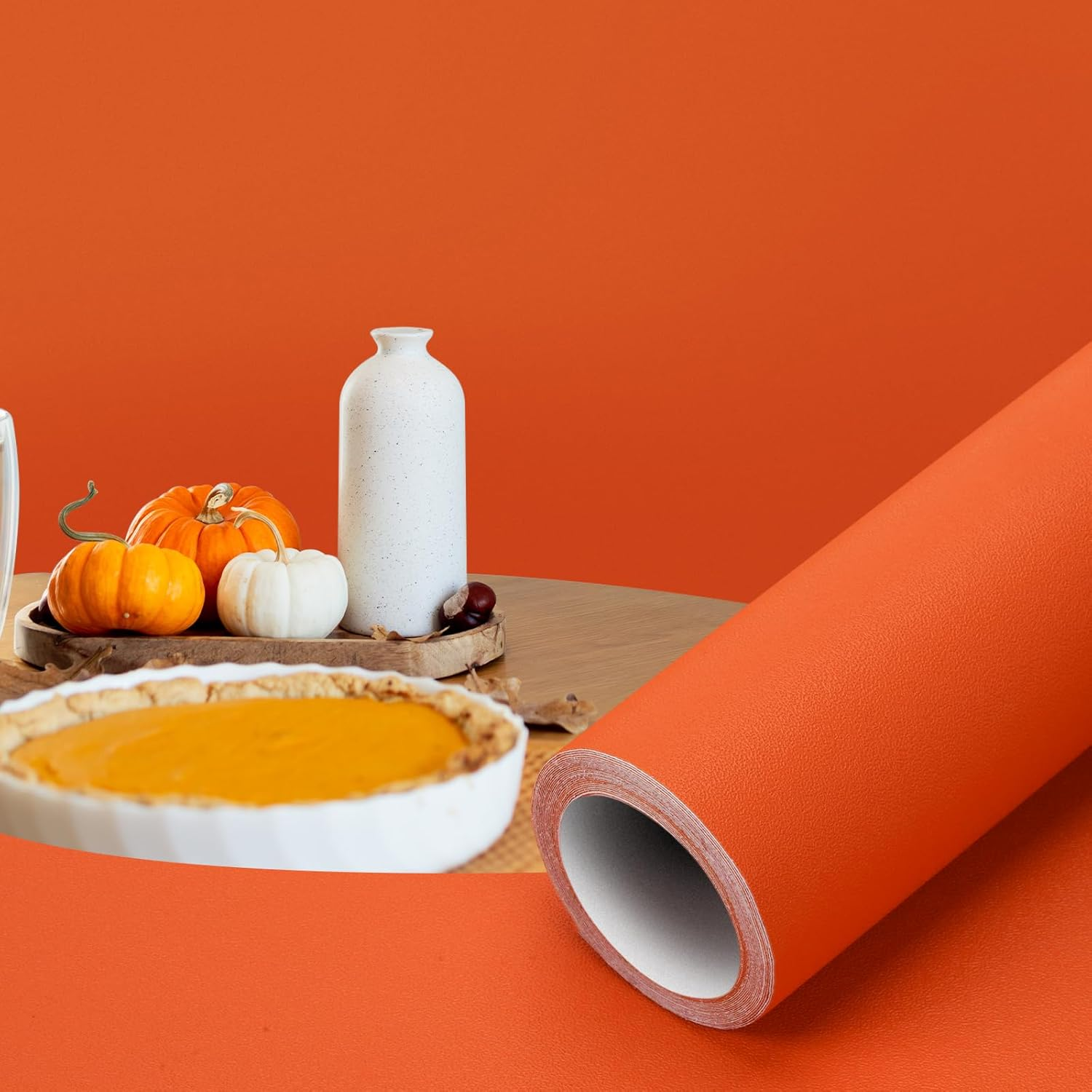 Orgthin Peel and Stick Wallpaper Contact Paper Self Adhesive 15.7" X 118.1", Solid Color Waterproof, Vinyl Wall Paper Roll, Textured Wallpaper Removable for Cabinets Countertop Shelf, Dark Green image number 6