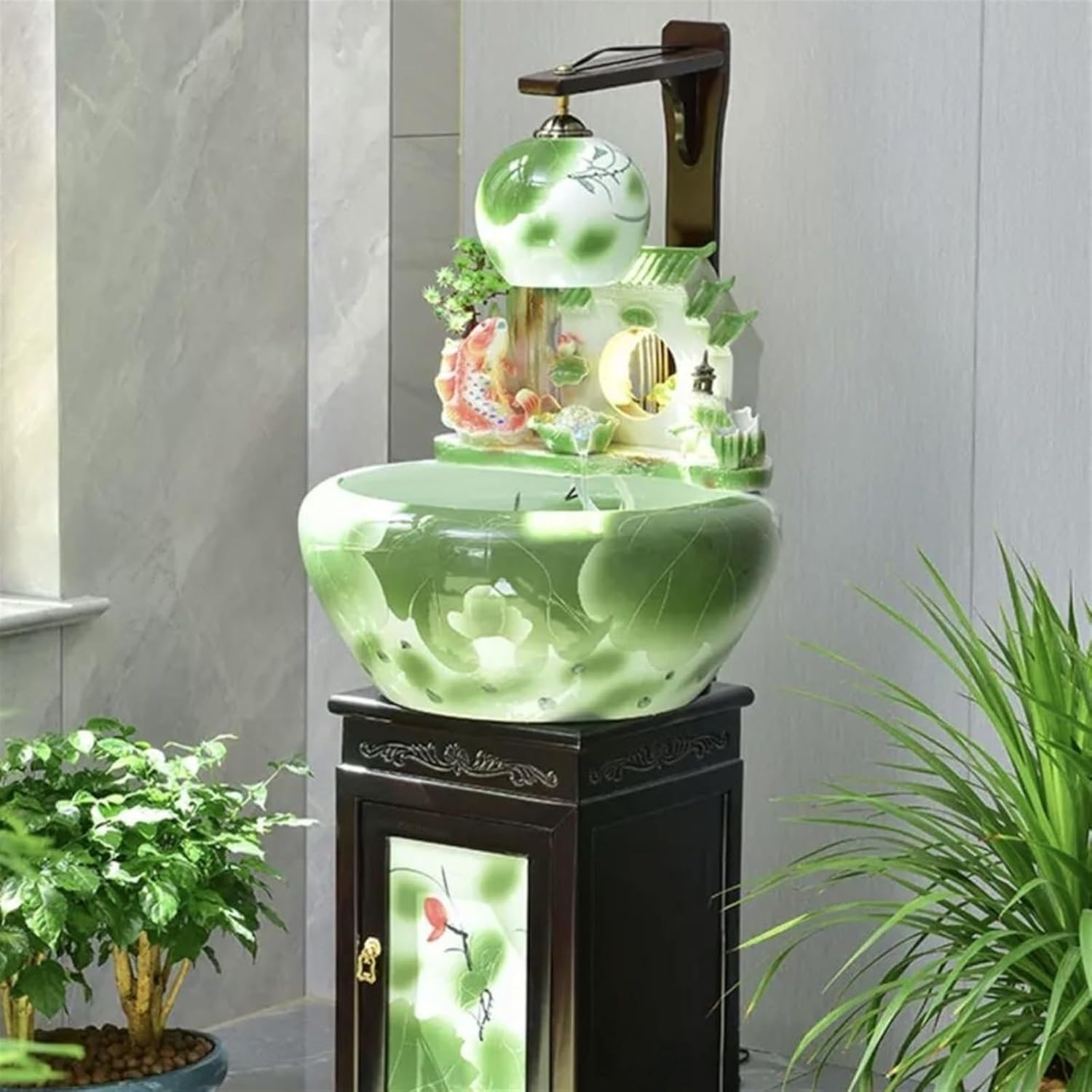 Outdoor Fountain Ceramic Circulating Water Fountain Fish Tank, Living Room Courtyard New Chinese Floor Decoration image number 3
