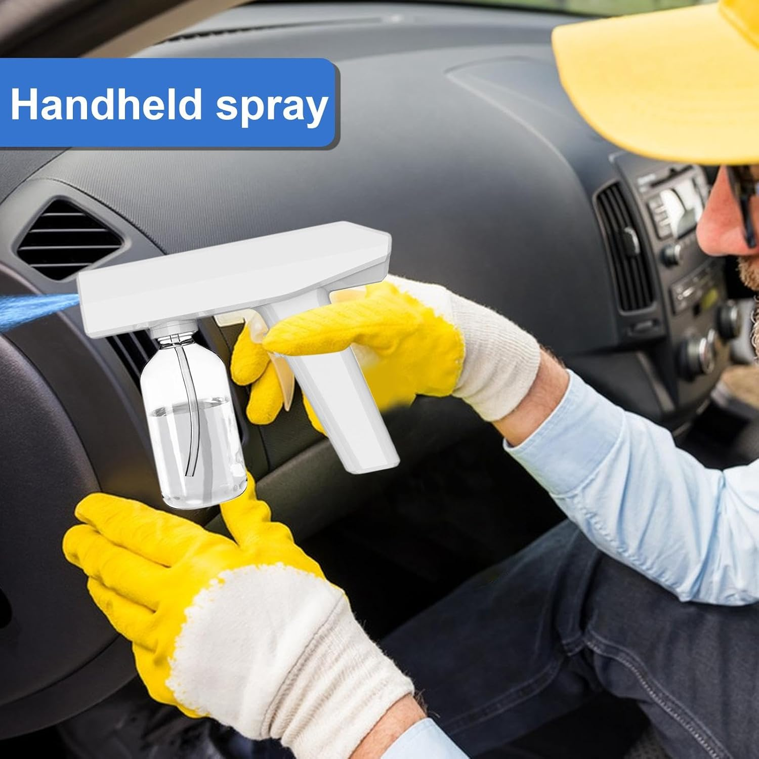 Electric Atomizer Spray Bottle, Home Atomizer | 250Ml Rechargeable Atomizer Handheld Spray Bottle - Home and Car Clean up Dust Removal Sprayer with Blue Light for Clothing, Carpet