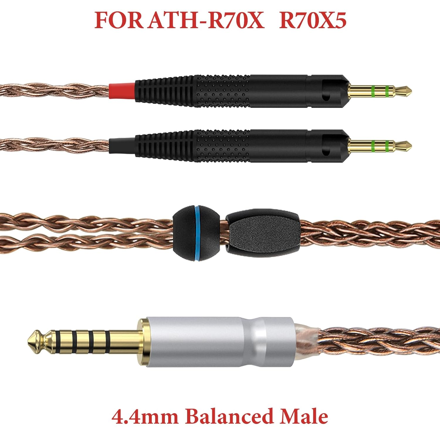 Geekria Apollo Copper Upgrade Audio Cable Compatible with ATH ATH-R70X Headphones, 4.4Mm to Dual 2.5Mm Replacement Headphones Cord for Hi-Resolution Audiophile, Hifi Headset (4.9Ft / 1.5M) image number 1