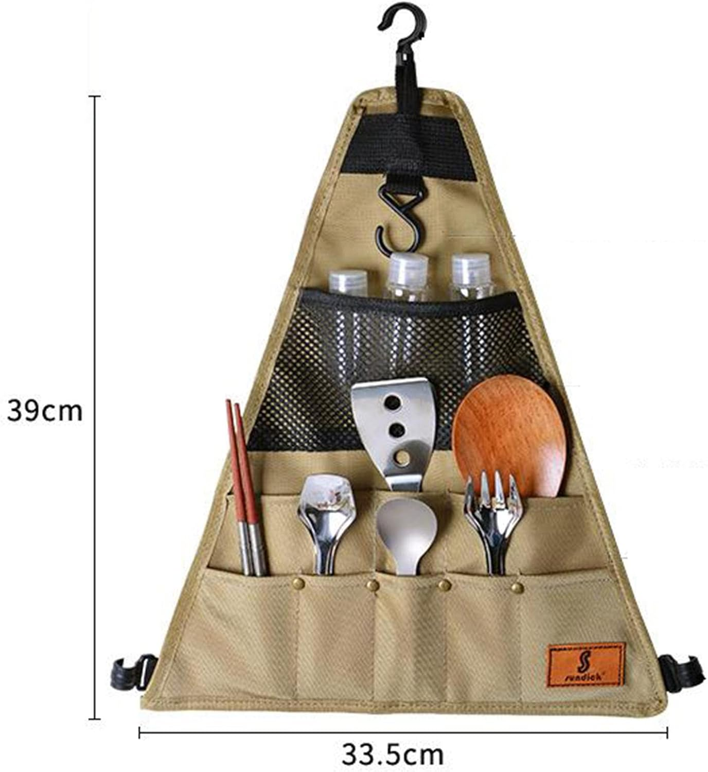 Bivouac Kitchen Cooking Utensil Tableware Travel Organizer Cook Accessories Portable Bag for BBQ Camping Hiking Travel Cookware Organizer Hanging Bag, Triangle Small image number 5