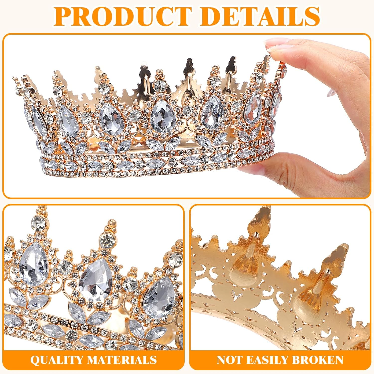 ULTECHNOVO Queen Rhinestone Crown for Women: Bride Royal Crystal Headband Princess Quinceanera Headpieces - Costume Party Hair Accessories for Wedding Birthday Prom Pageant Party image number 5
