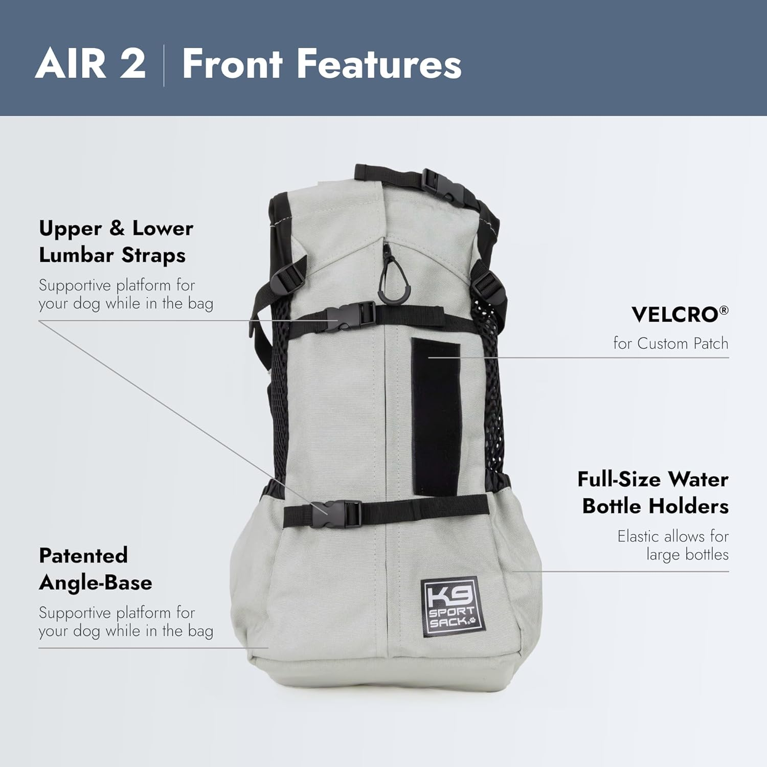 K9 Sport Sack | Dog Carrier Adjustable Backpack (Large, Air 2 - Charcoal Grey)