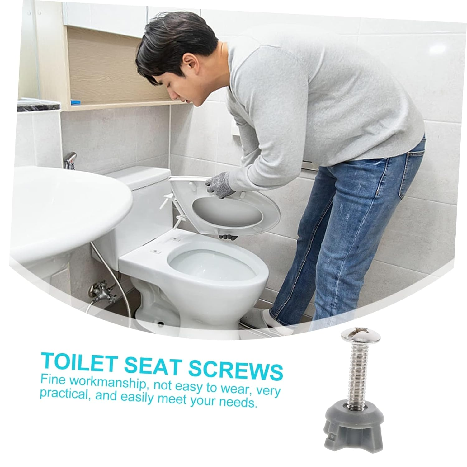 TEHAUX 2Pcs Toilet Seat Expansion Screws Fixing Screws for Easy Installation and Connection Replacement Accessories for Toilet Seats Grey Color image number 2