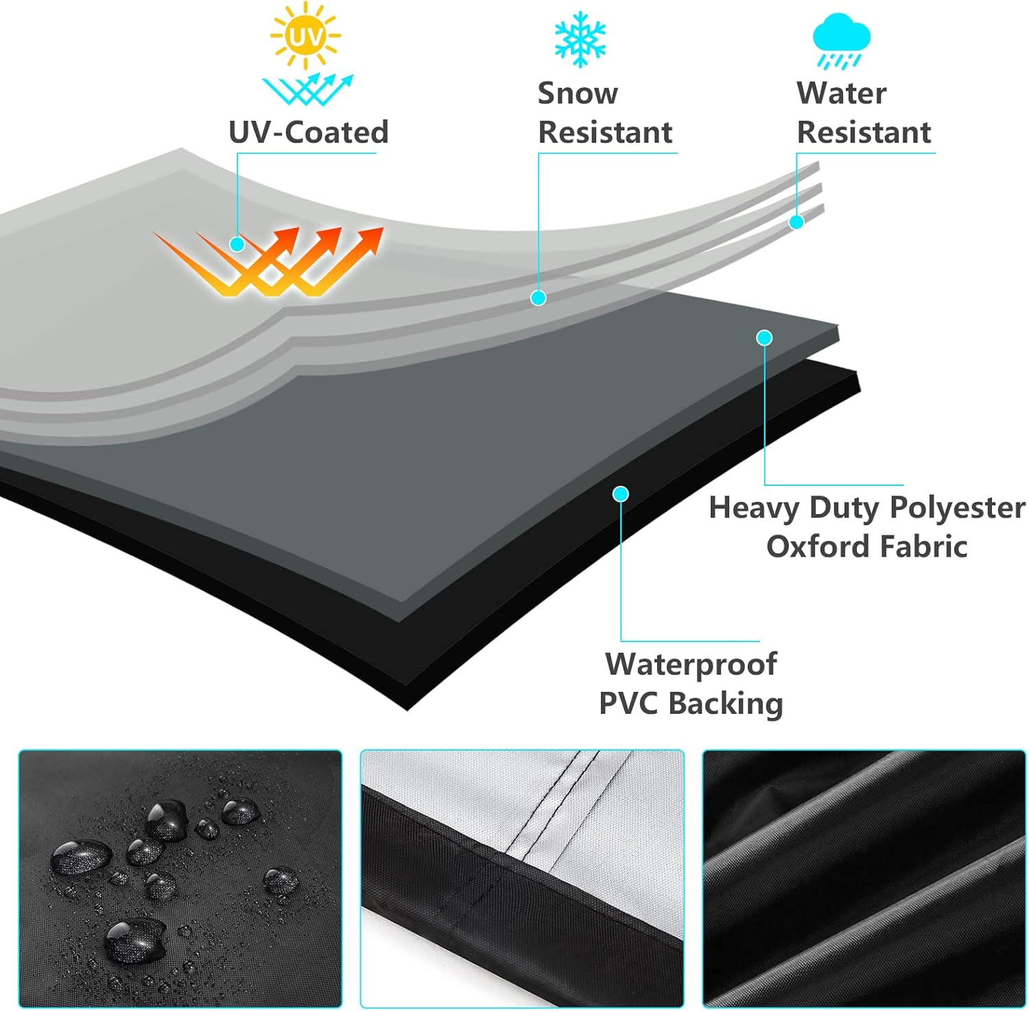 NA Outdoor Garden Chair Cover 2 Packs, High Back Patio Stacking Chair Covers, Water-Resistant, Anti-Uv, Snow Dust Wind-Proof, Tear-Proof, Anti-Fading Furniture Cover, Black (47"&times;25"&times;25"&times;27.5") image number 5