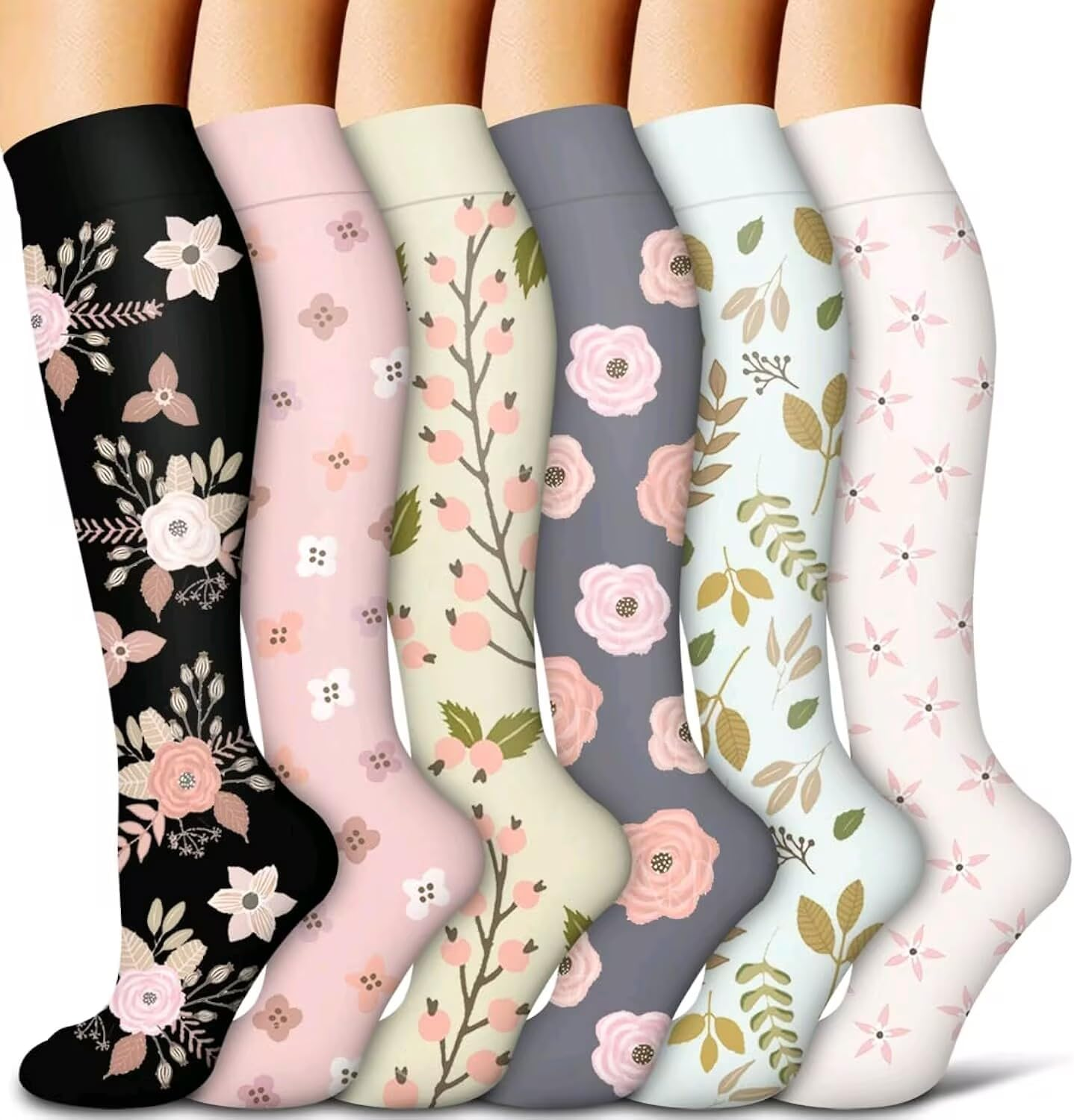 Compression Socks for Women and Men 6 Pack Copper Compression Stockings Circulation-Best Support for Medical, Running,Nursing,Athletic image number 6