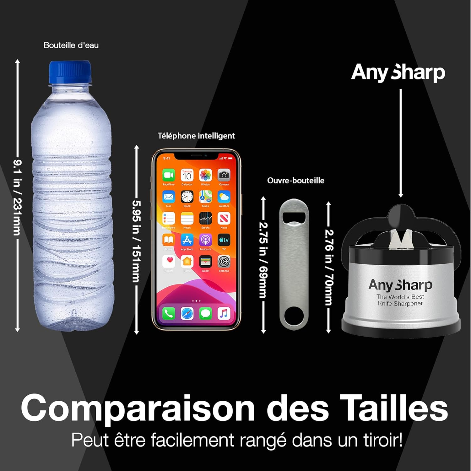 Anysharp Knife Sharpener, Hands-Free Safety, Powergrip Suction, Safely Sharpens All Kitchen Knives, Ideal for Hardened Steel & Serrated, World'S Best, Compact, One Size, Silver - Brick Red image number 7