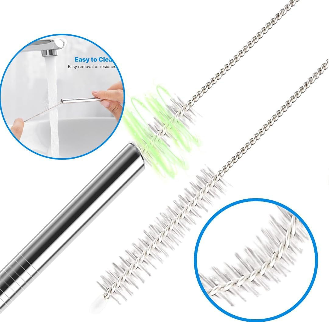 VITEVER 4 Pack Stainless Steel Straw Replacement 40 Oz for Stanley Adventure Travel Tumbler, 12In Reusable Straws with Cleaning Brush Compatible with Stanley Tumbler Cup Accessories image number 4