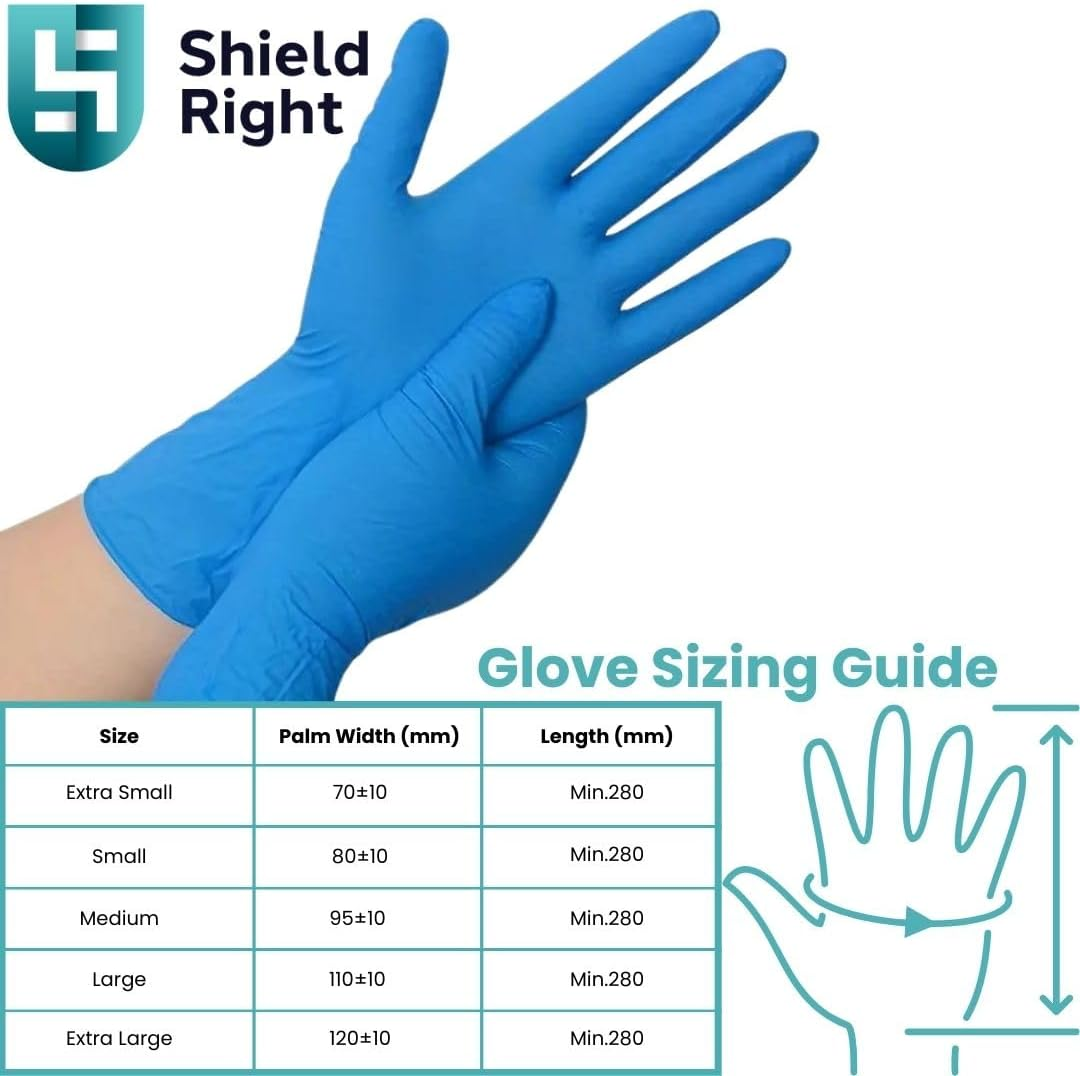 Handicare 280Mm Extended Long Cuff Blue Nitrile Disposable Gloves, Pack of 100, Powder, Free Latex Free, Chemical Resistant, Food&Medical Exam Gloves image number 3