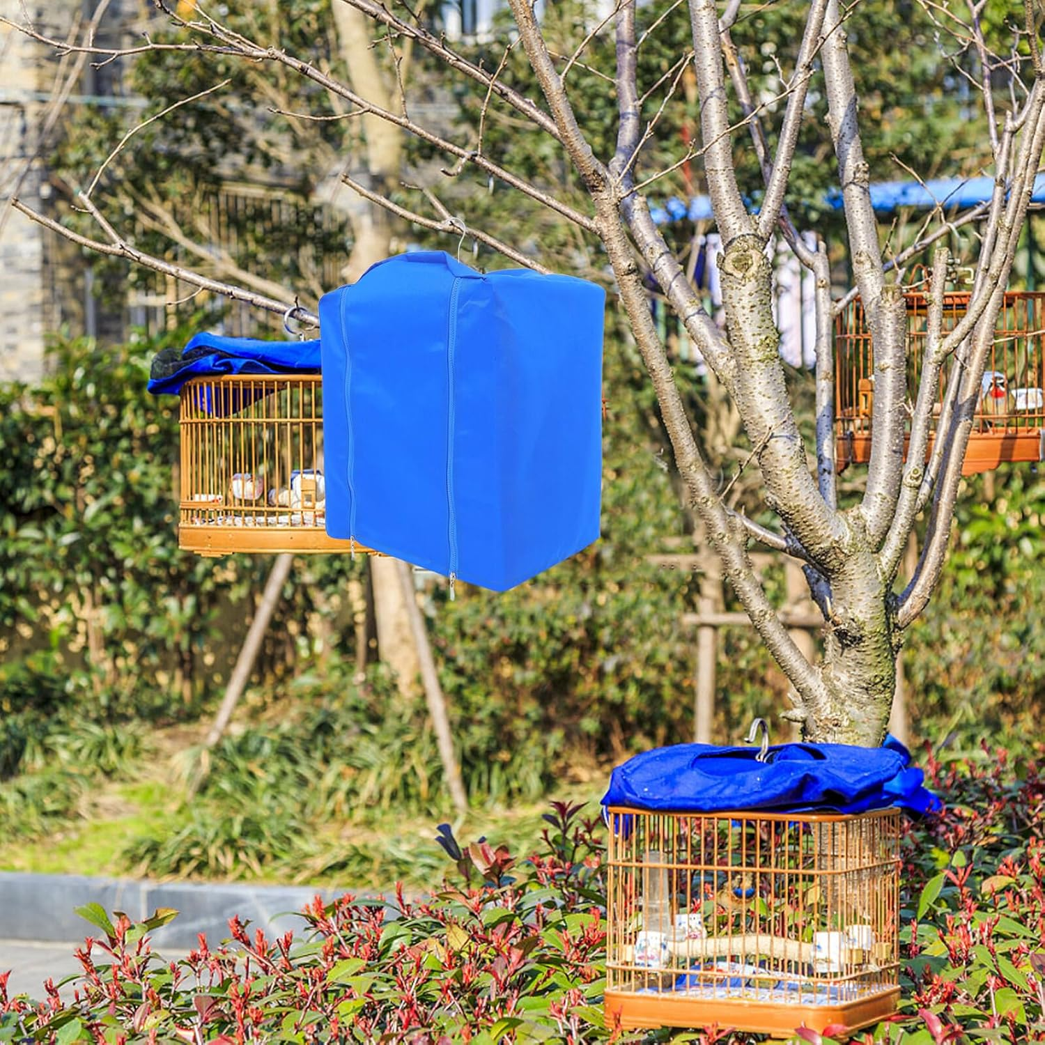 Kisangel Parrot Cage Cover 31X32X42Cm Dual Zipper Breathable Oxford Cloth Birdcage Shade Cover for Budgie Cockatiel Small Birds Insulated Light Blocking for Winter and Outdoor Use image number 5