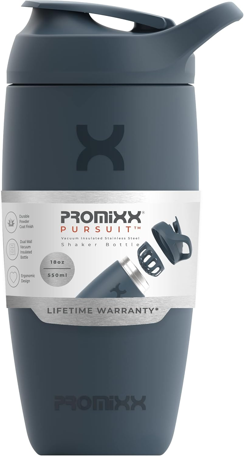 Promixx Pursuit Shaker Bottle Insulated Stainless Steel Water Bottle and Blender Cup, 550Ml, Midnight Blue image number 5