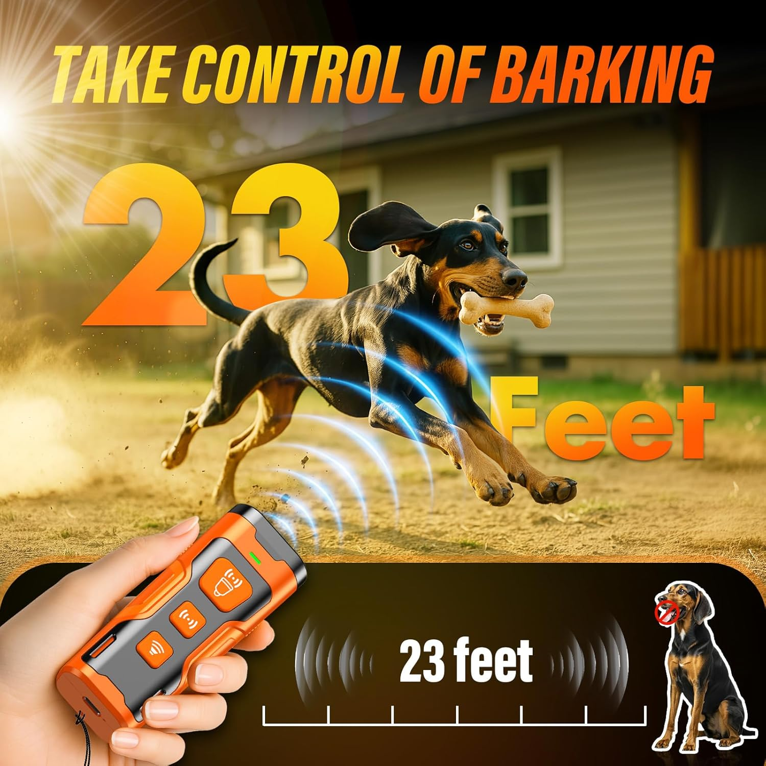 Dog Bark Deterrent Device, 3X Ultrasonic anti Barking, 6 Training Modes 23 FT Range Barks No More Indoors Outdoors Behavior Correct Safe & Humane Rechargeable Compact Bark Control for Dogs image number 4