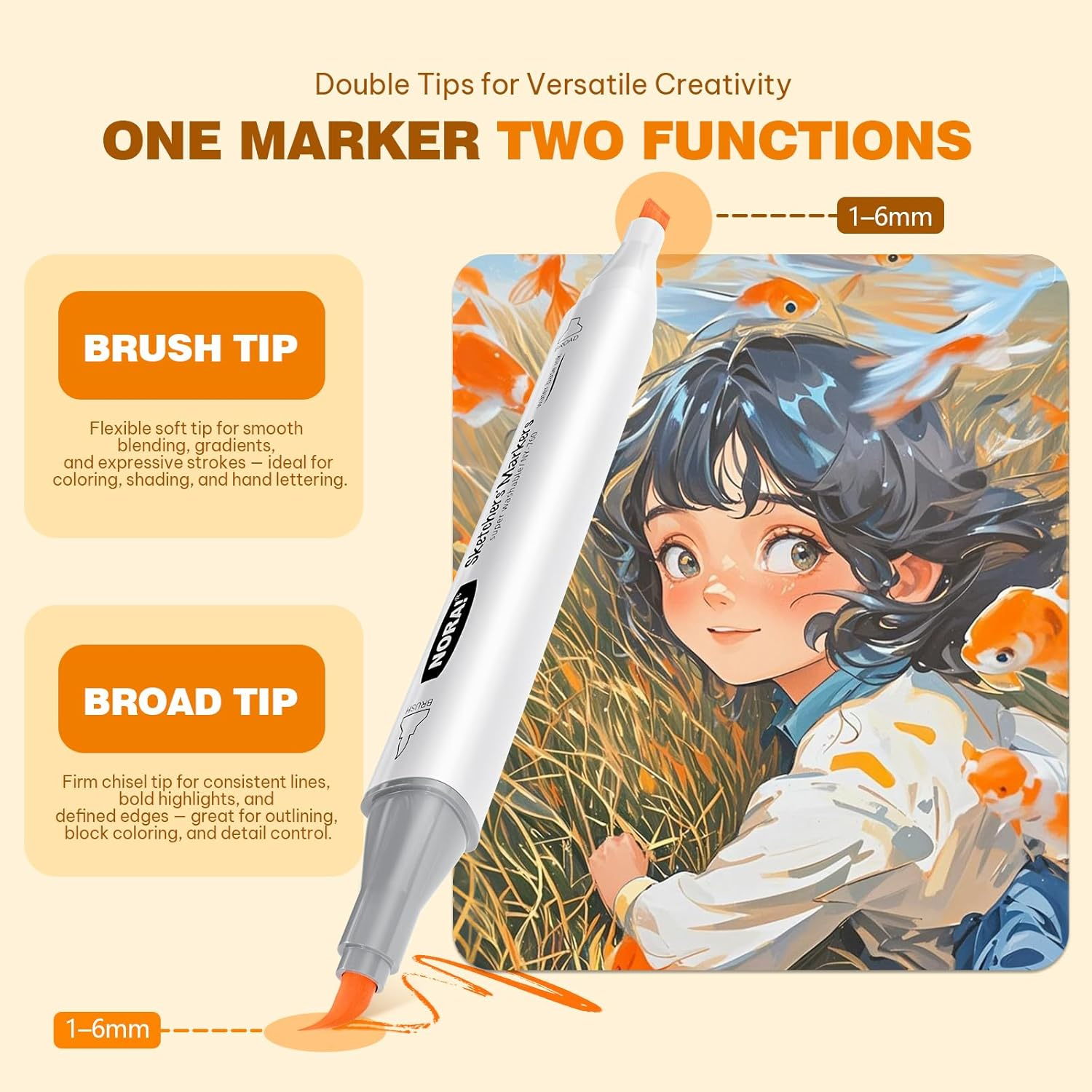 Sashion Alcohol Markers Brush Tip - 60 Colouring Markers Double Tipped Art Drawing, Alcohol Based Markers Set for Kids, Artist, Adult, Highlighter Pen Sketch for Painting, Sketching and Drawing