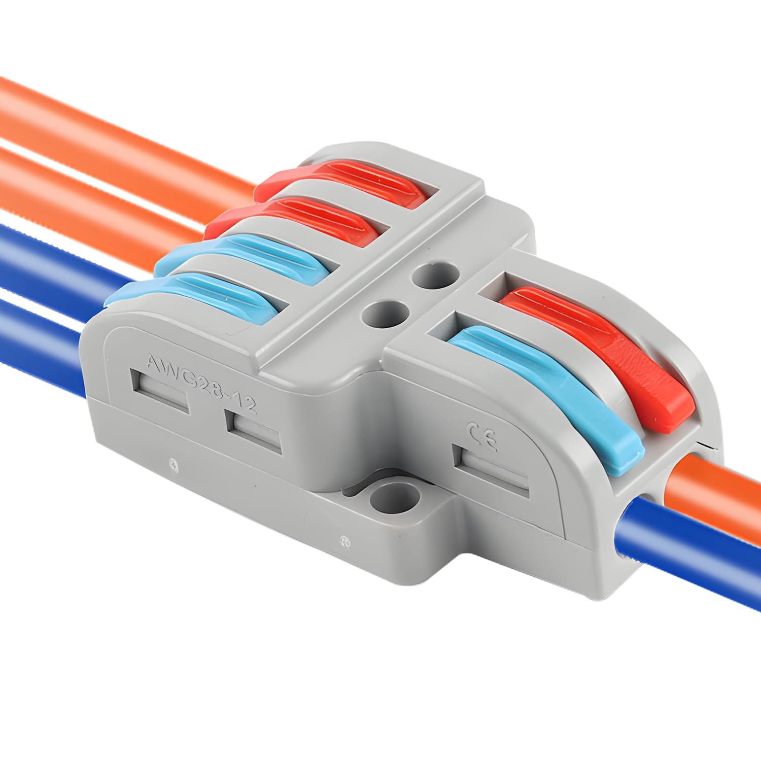 Lever Wire Connector,7 Pcs Universal 2 in 4 Out Conductor Combination Compact Electrical Insulated Terminals,Quick Disconnect Compact Splicing Connectors for Circuit Inline image number 3