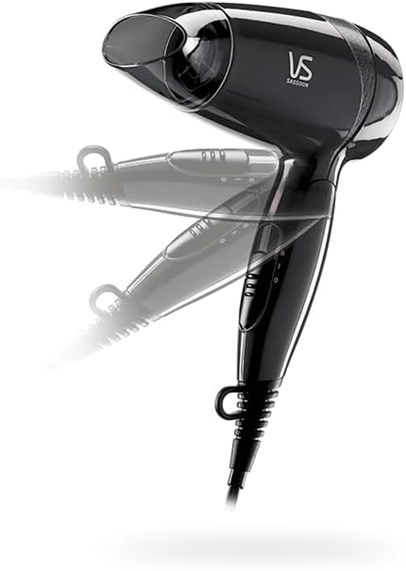 VS Sassoon Mini Pro Dryer, Perfectly Portable, Ideal for Gym Bags & Office Drawers, Lightweight Design for Effortless Drying & Smoothing, with Folding Handle for Space Saving and Easy Storage. image number 3