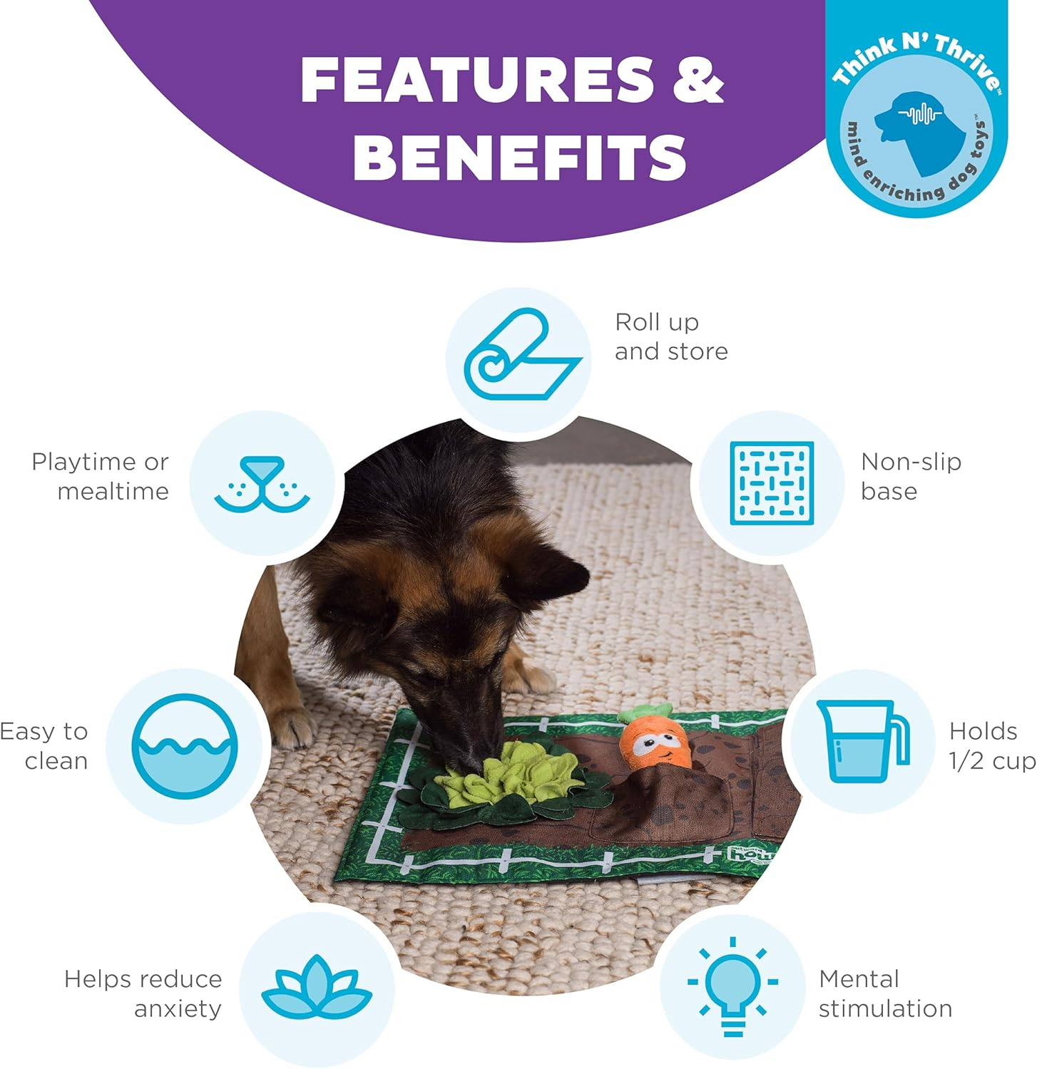 Outward Hound Nina Ottosson Activity Matz Garden Game Plush Dog Puzzle Mat image number 2