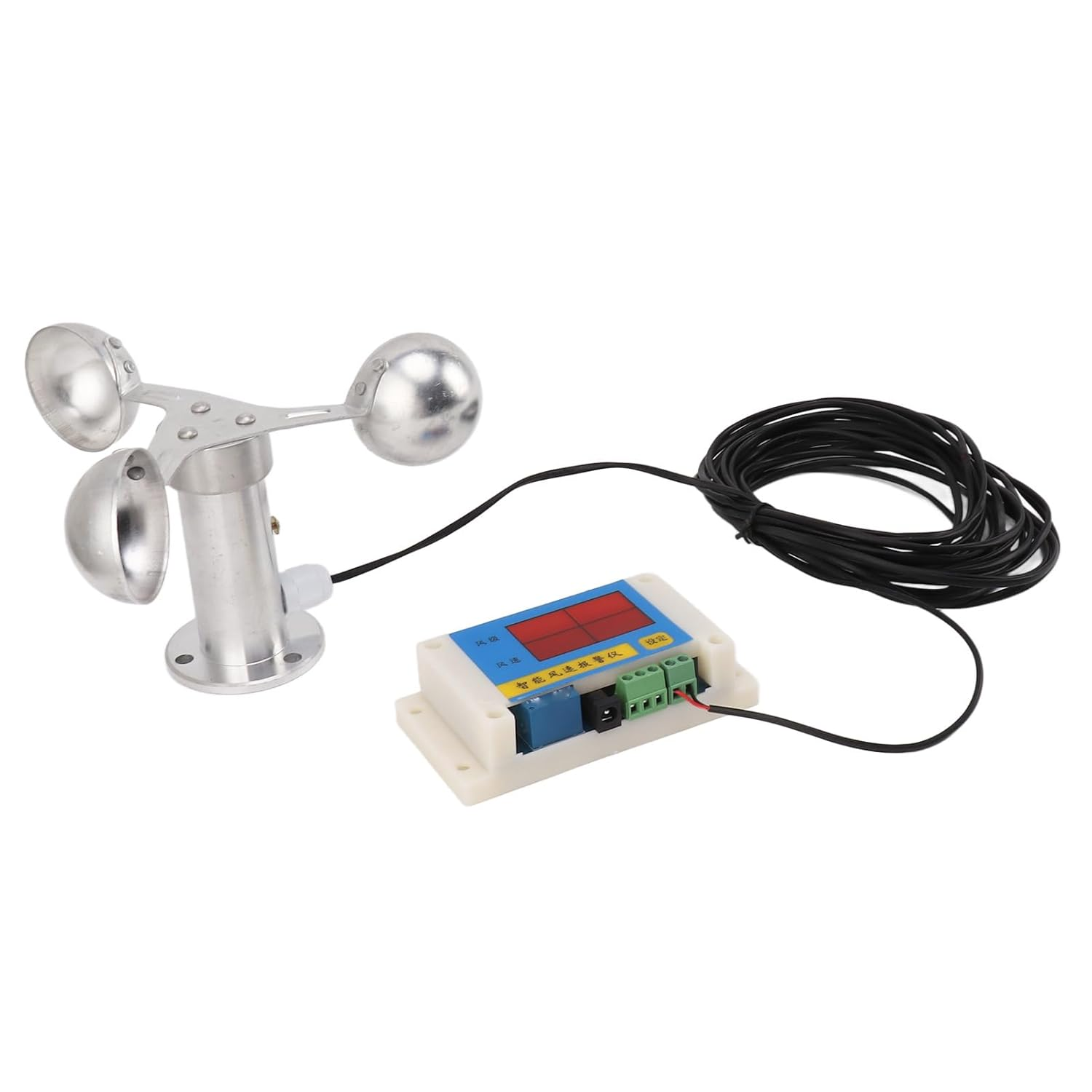 Asixxsix Tower Crane Anemometer, 3 Fan Wind Speed Alarm with LED Display, Wind Speed Measuring Sensor Anemoscope for Power Plant Measurement, Weather Station