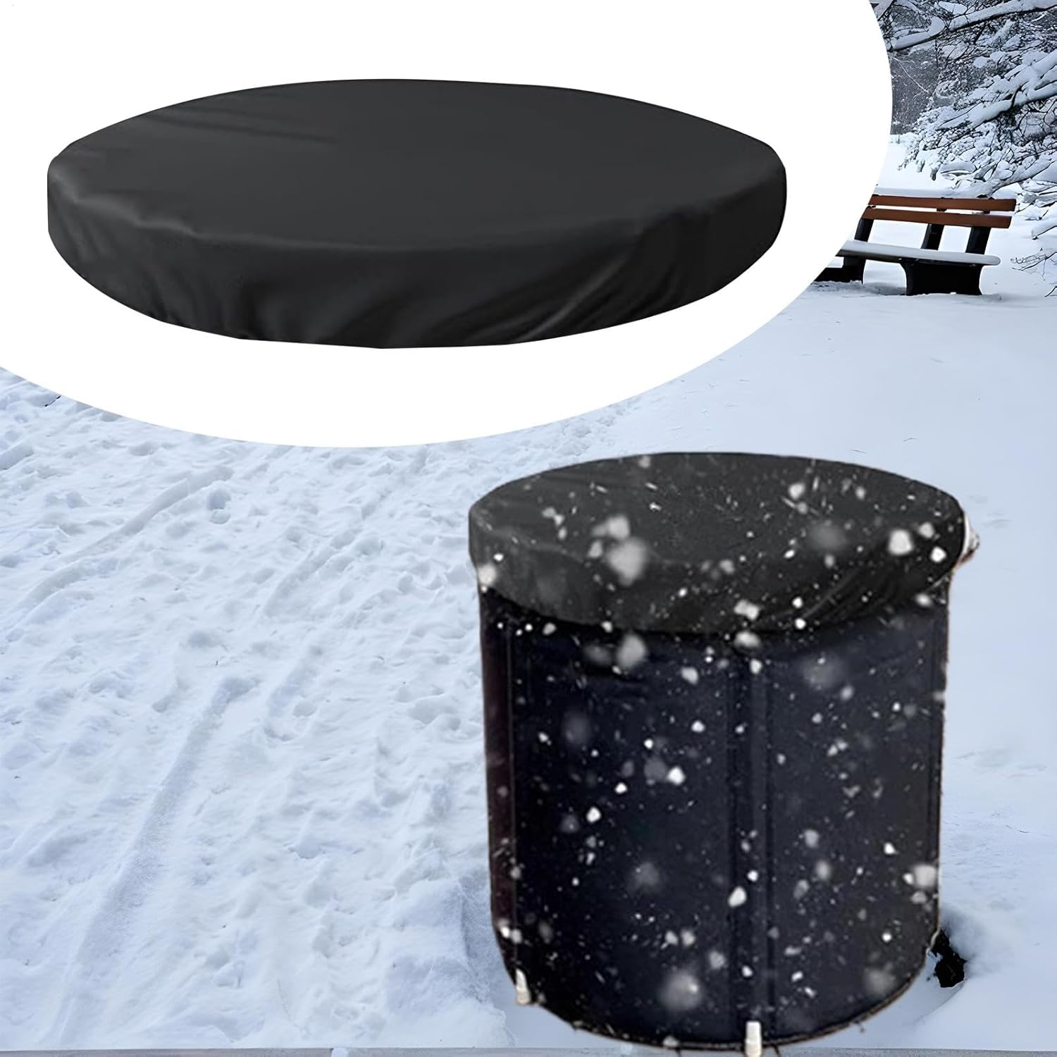 Ice Bath Cover Lid, Cold Plunge Elastic Cover, Portable Waterproof Dust Ice Bath Thermo Lid, Oxford Cloth Dustproof, Black