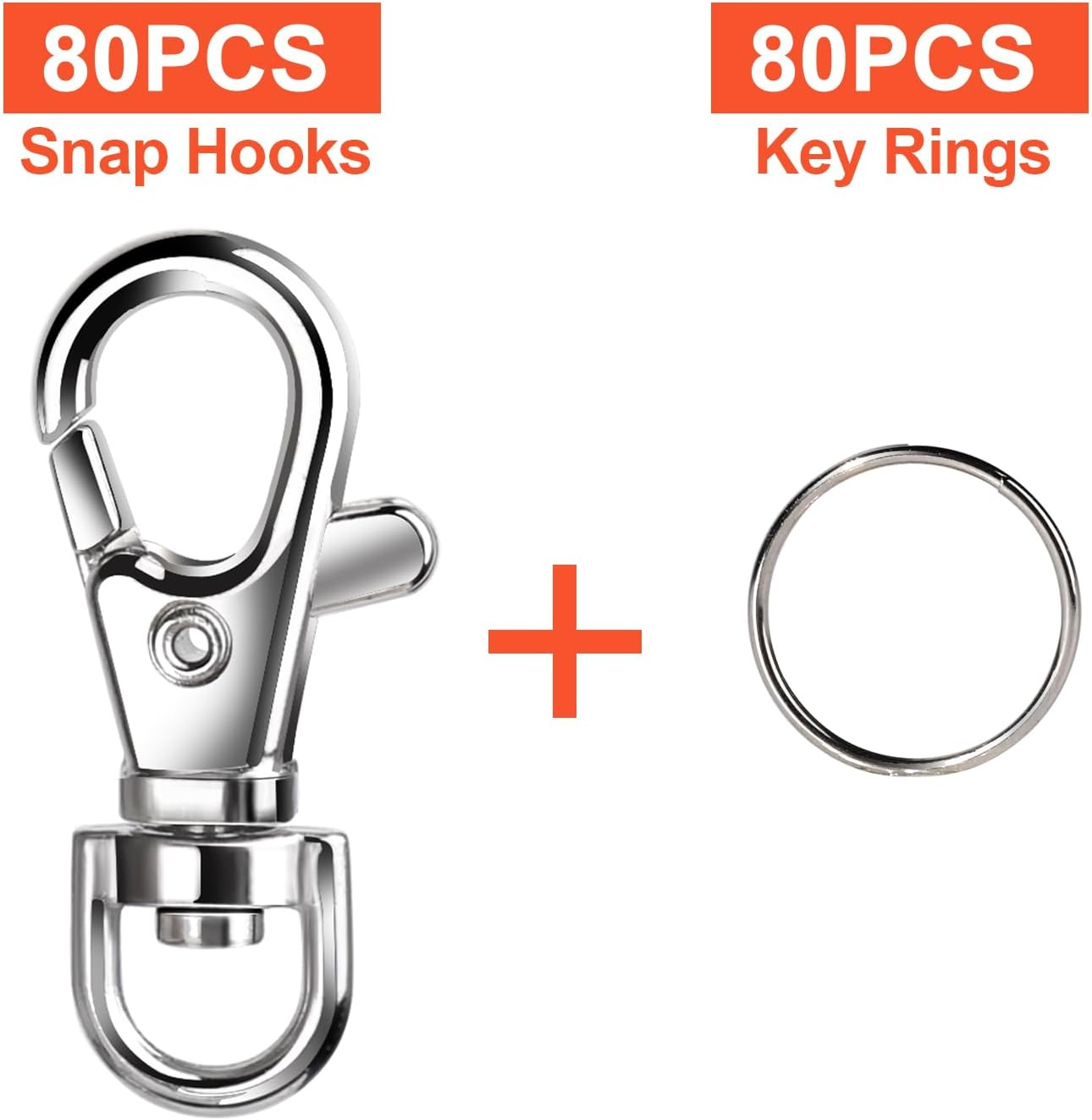 Metal Swivel Snap Hooks with Key Rings, Small Keychains for DIY Crafts image number 3